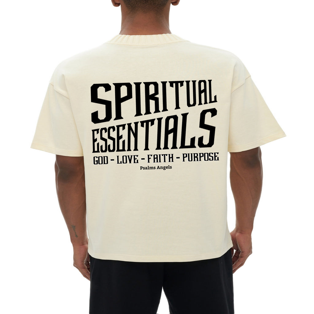 Spiritual Essentials Unisex Heavyweight Knitted Round Neck T-Shirt - OFF WHITE
