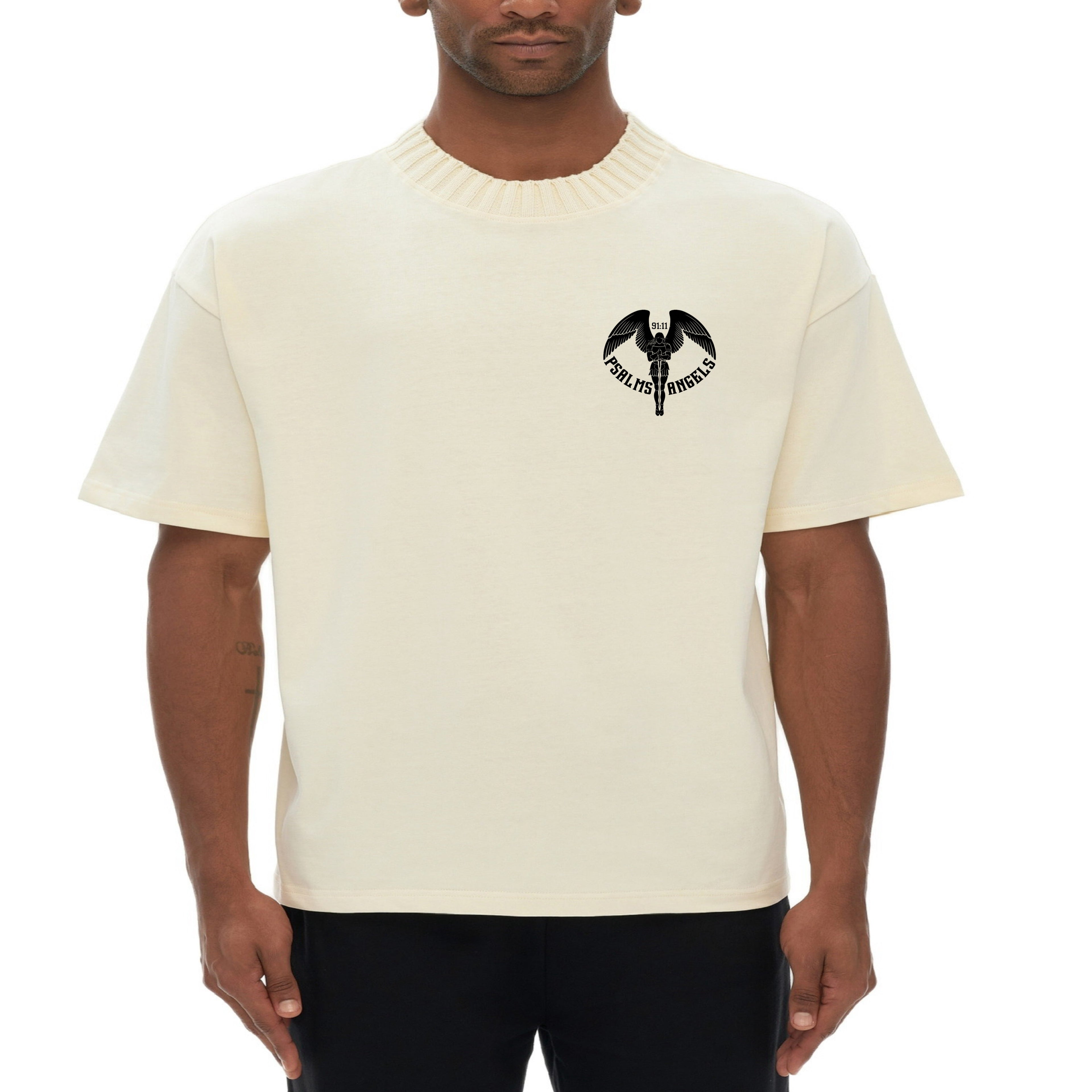 Spiritual Essentials Unisex Heavyweight Knitted Round Neck T-Shirt - OFF WHITE ODMPOD