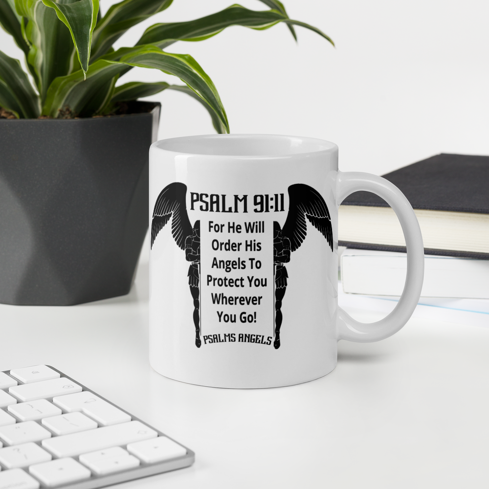 Psalms Angels White glossy mug Psalms 91.11