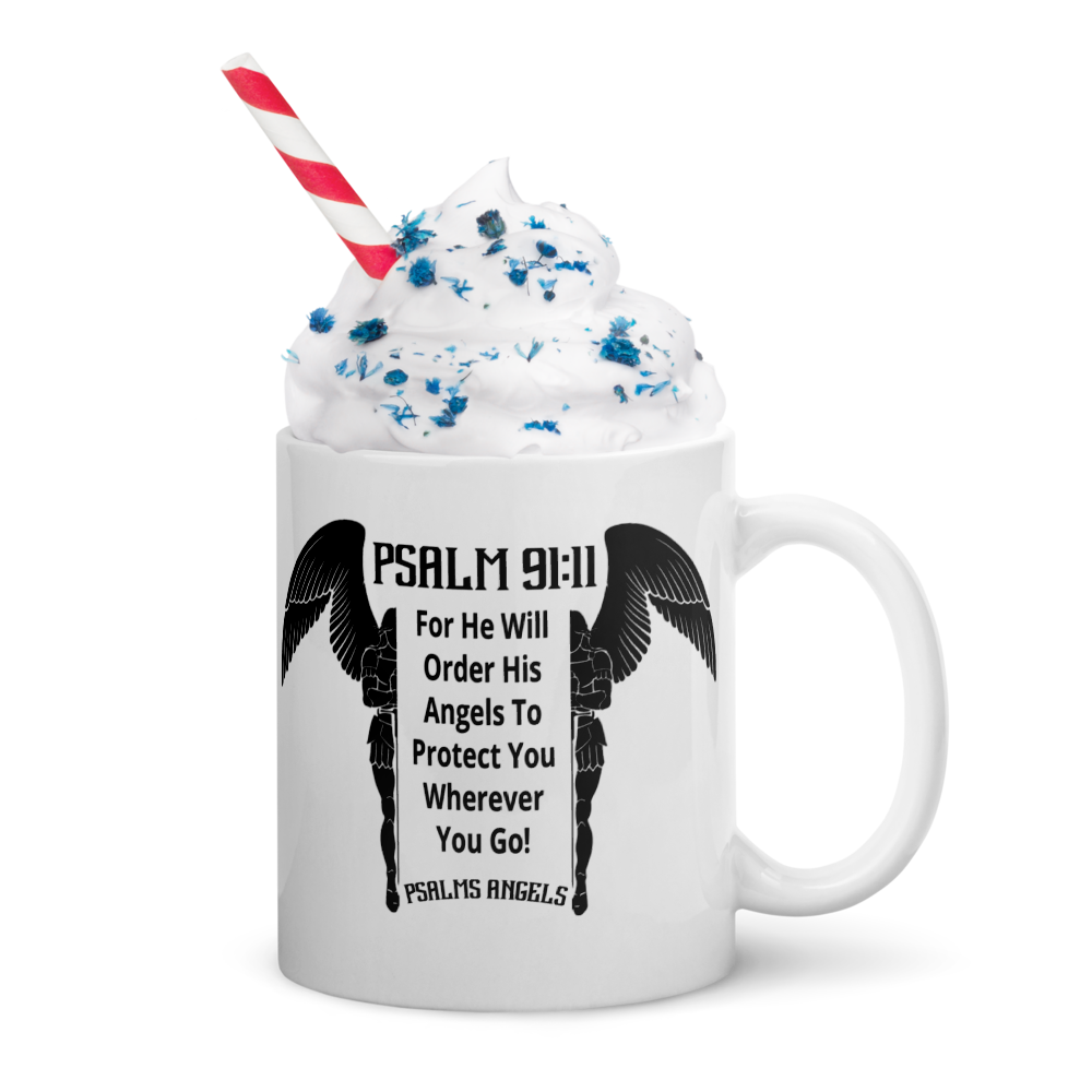 Psalms Angels White glossy mug Psalms 91.11