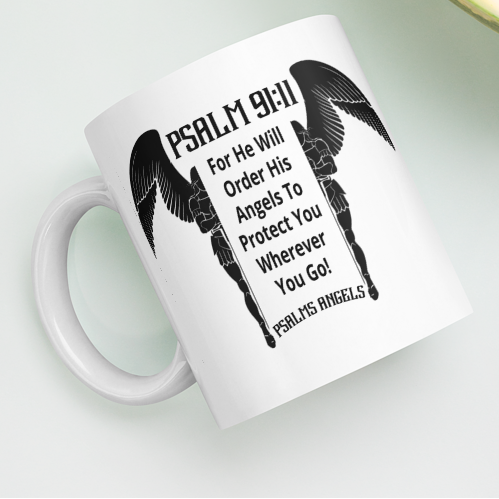 Psalms Angels White glossy mug Psalms 91.11