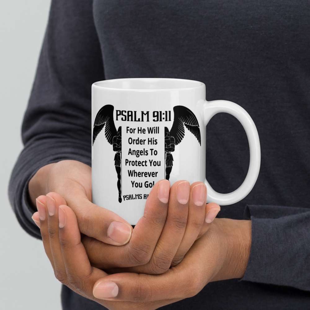 Psalms Angels White glossy mug Psalms 91.11