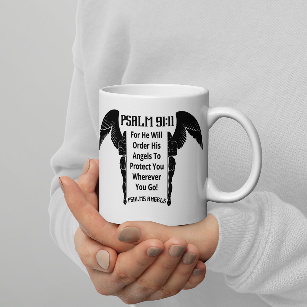 Psalms Angels White glossy mug Psalms 91.11