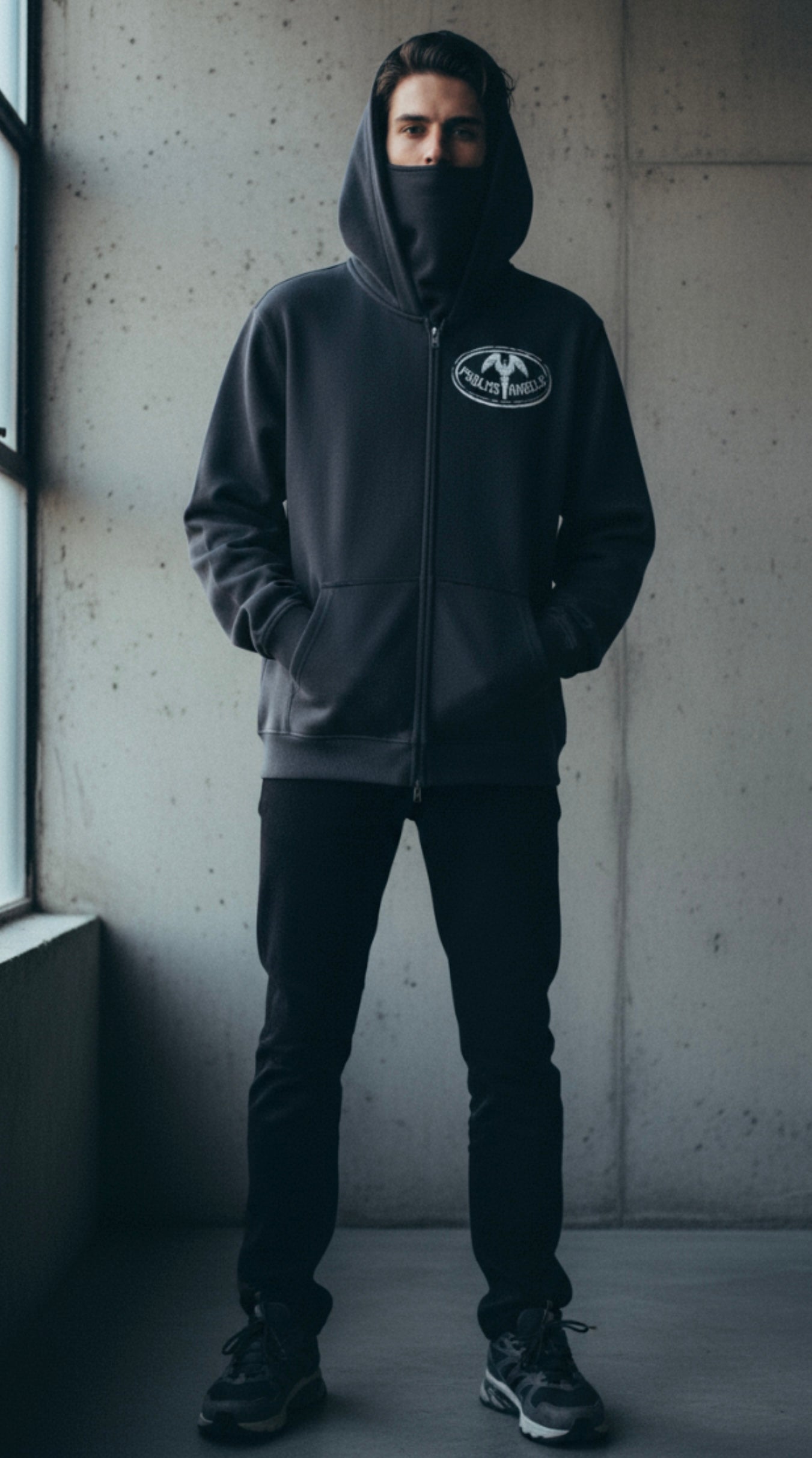 Psalms Angels Windproof Zip-Up Face Mask Hoodie Plus1