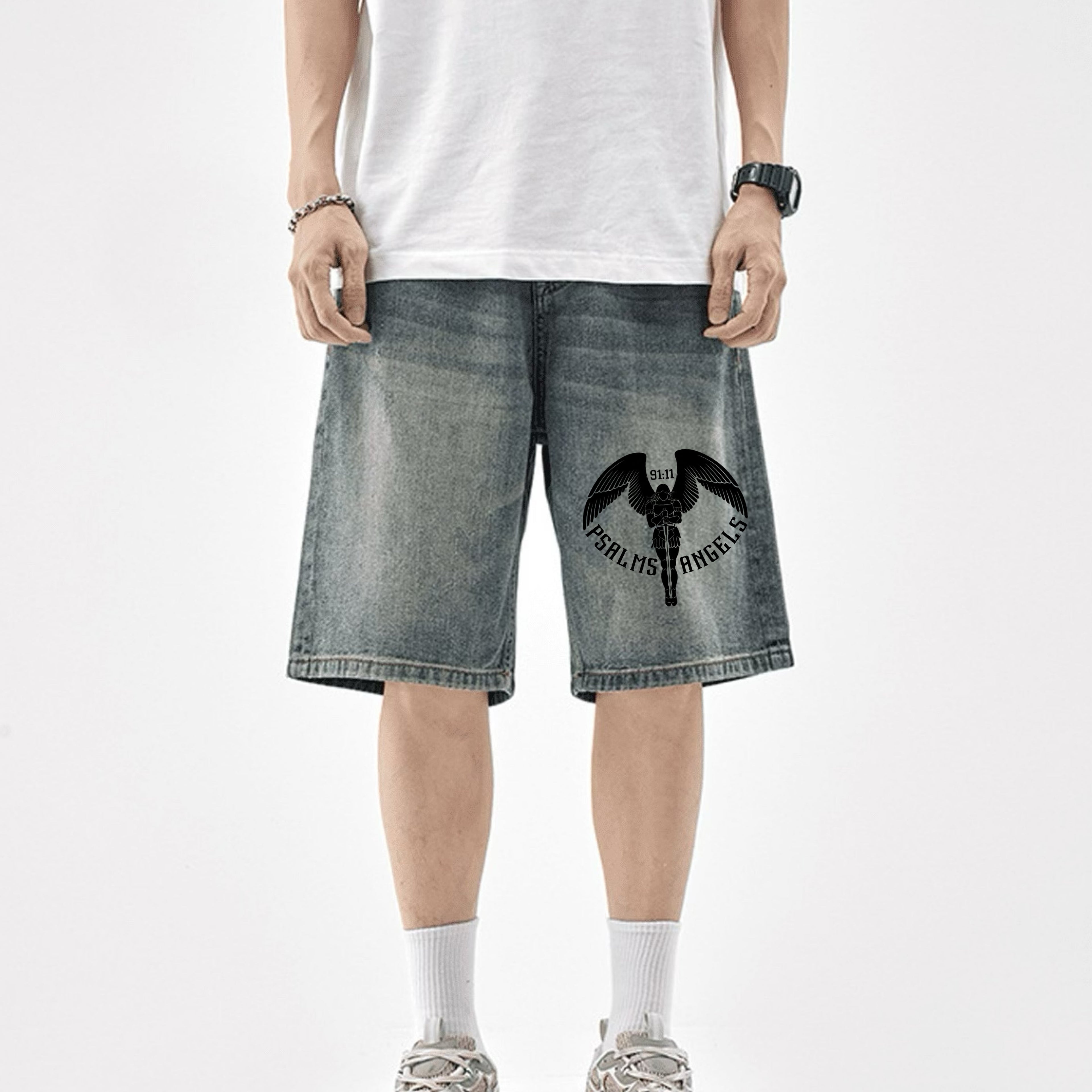 Vintage Straight-Leg Loose Denim Shorts Plus1