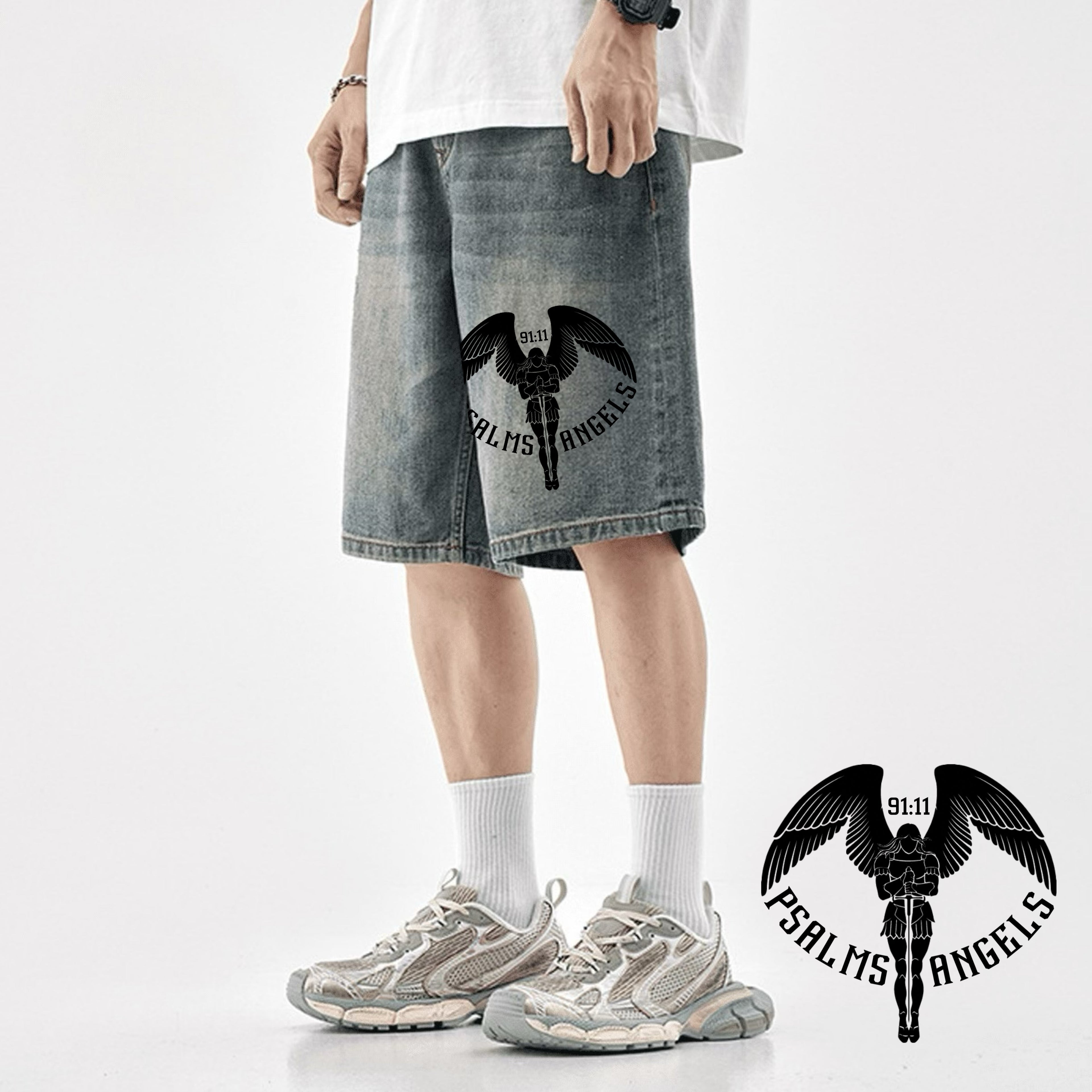 Vintage Straight-Leg Loose Denim Shorts Plus1