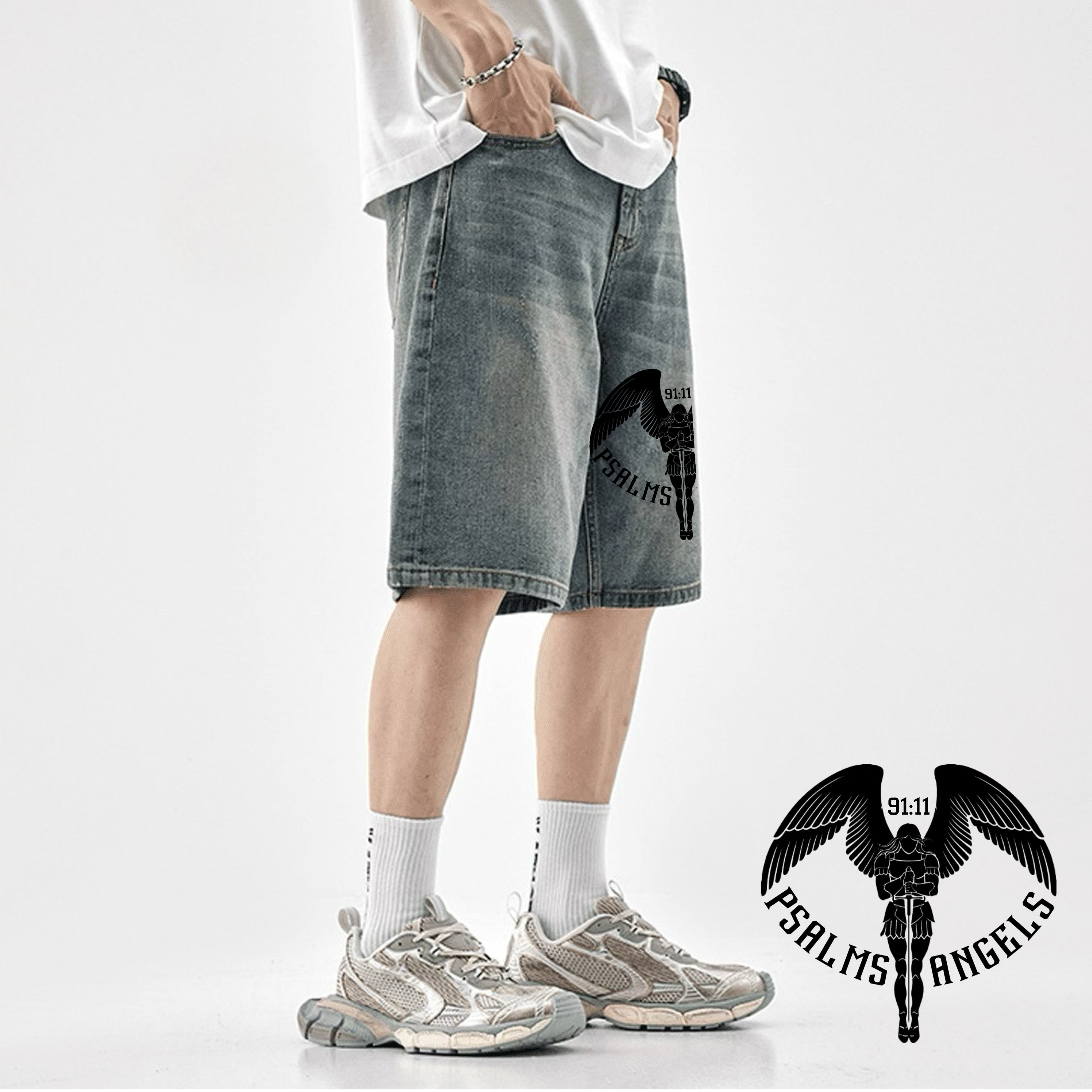 Vintage Straight-Leg Loose Denim Shorts Plus1