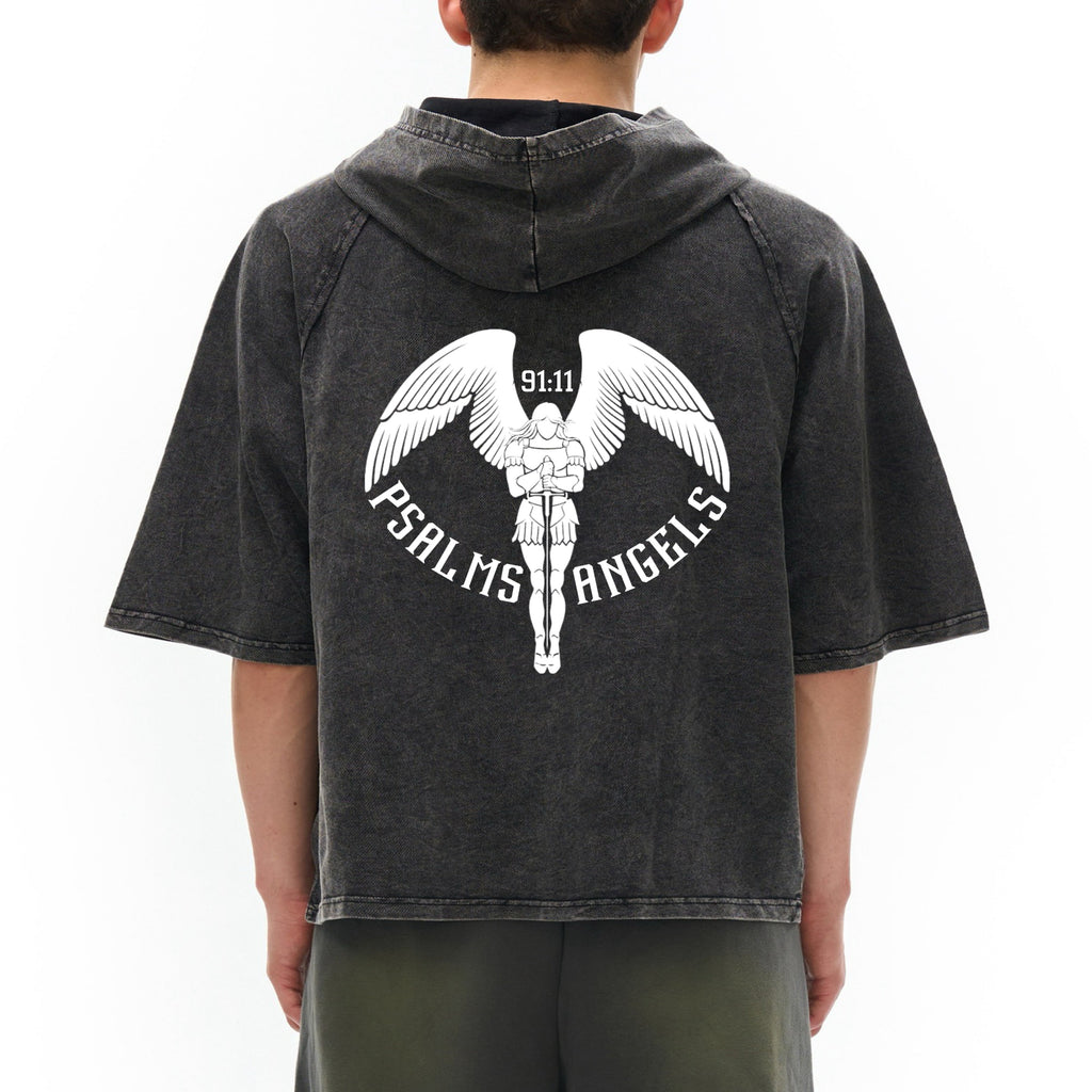 Snow Washed Hooded Boxy Thick T-Shirt - Black ODMPOD