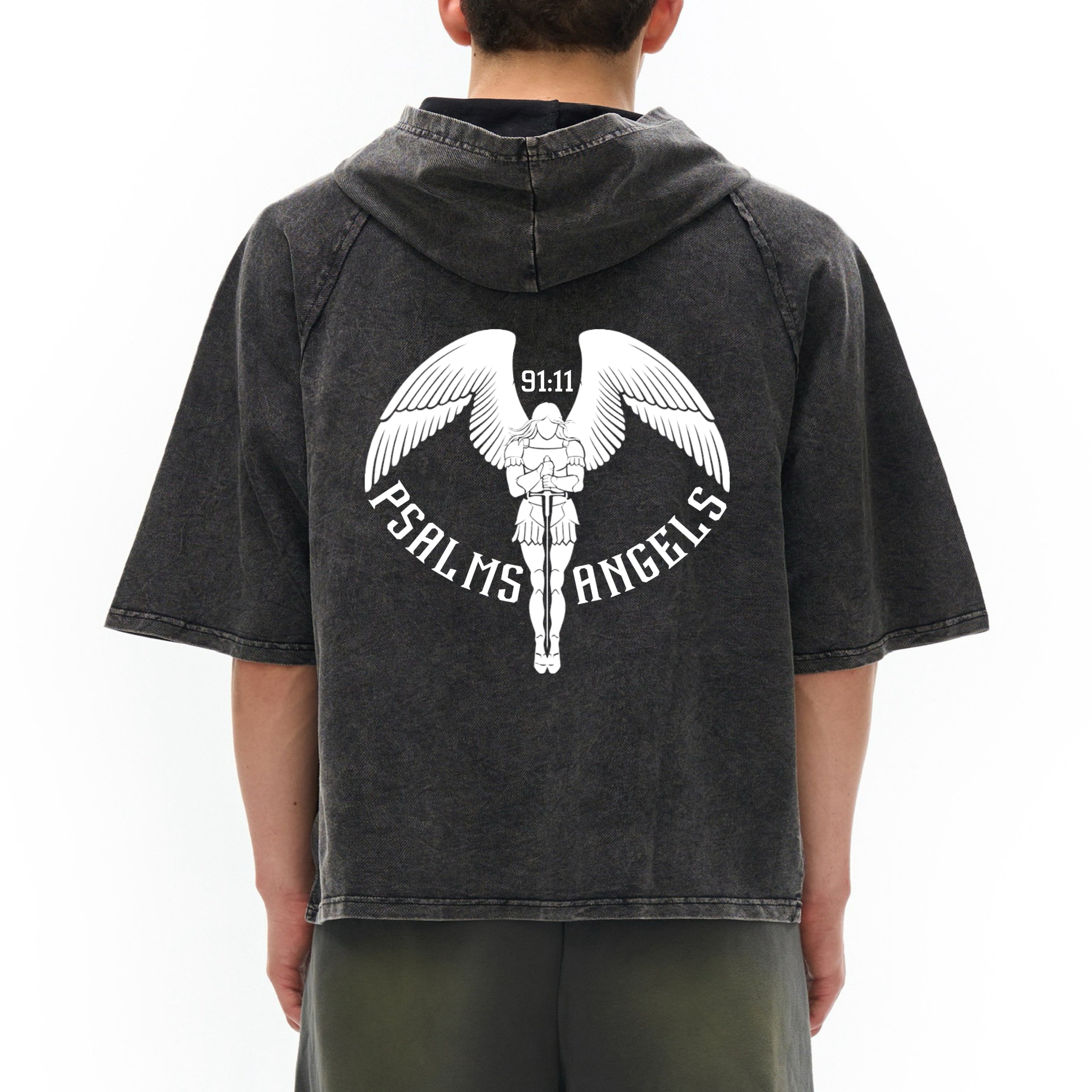 Snow Washed Hooded Boxy Thick T-Shirt - Black ODMPOD