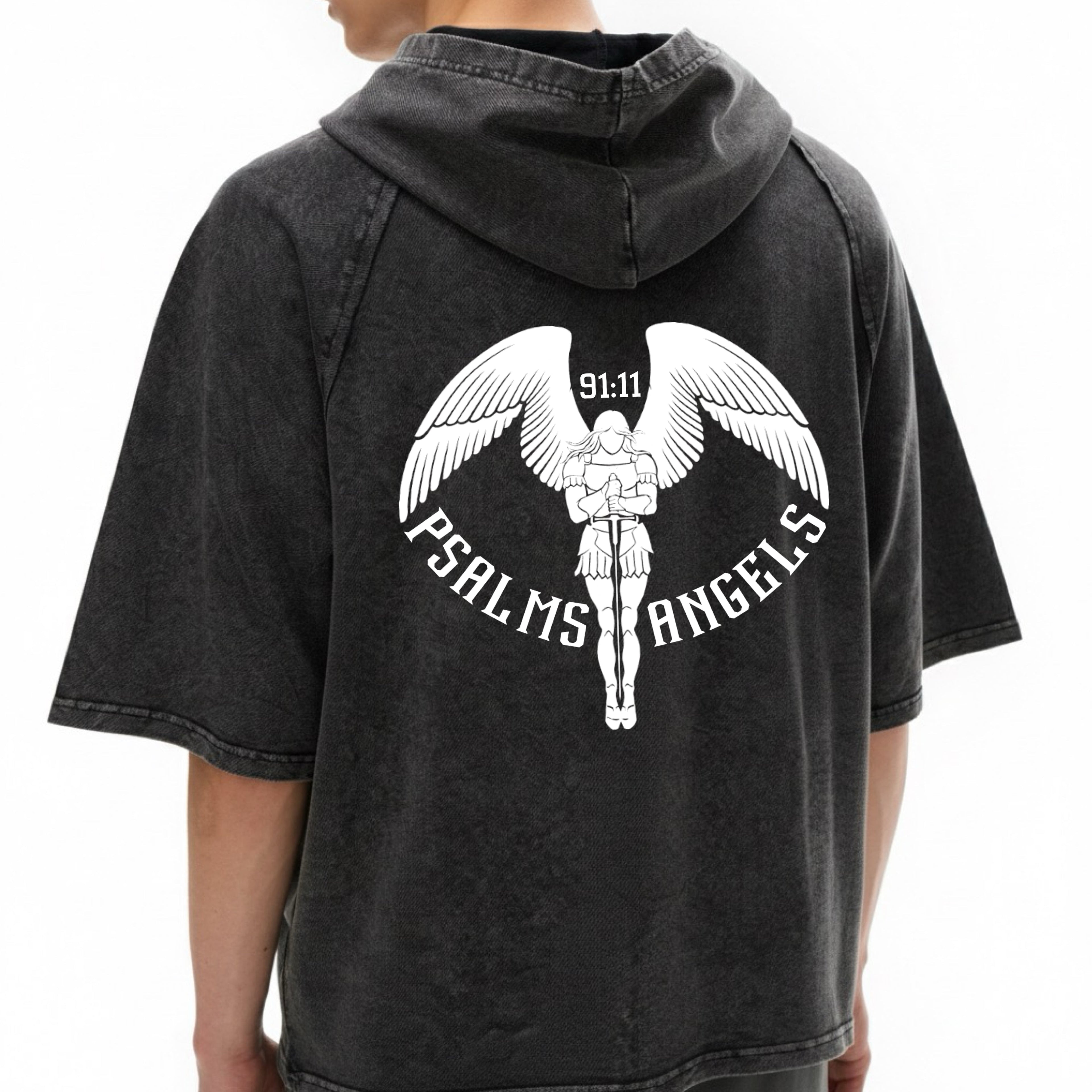 Snow Washed Hooded Boxy Thick T-Shirt - Black ODMPOD