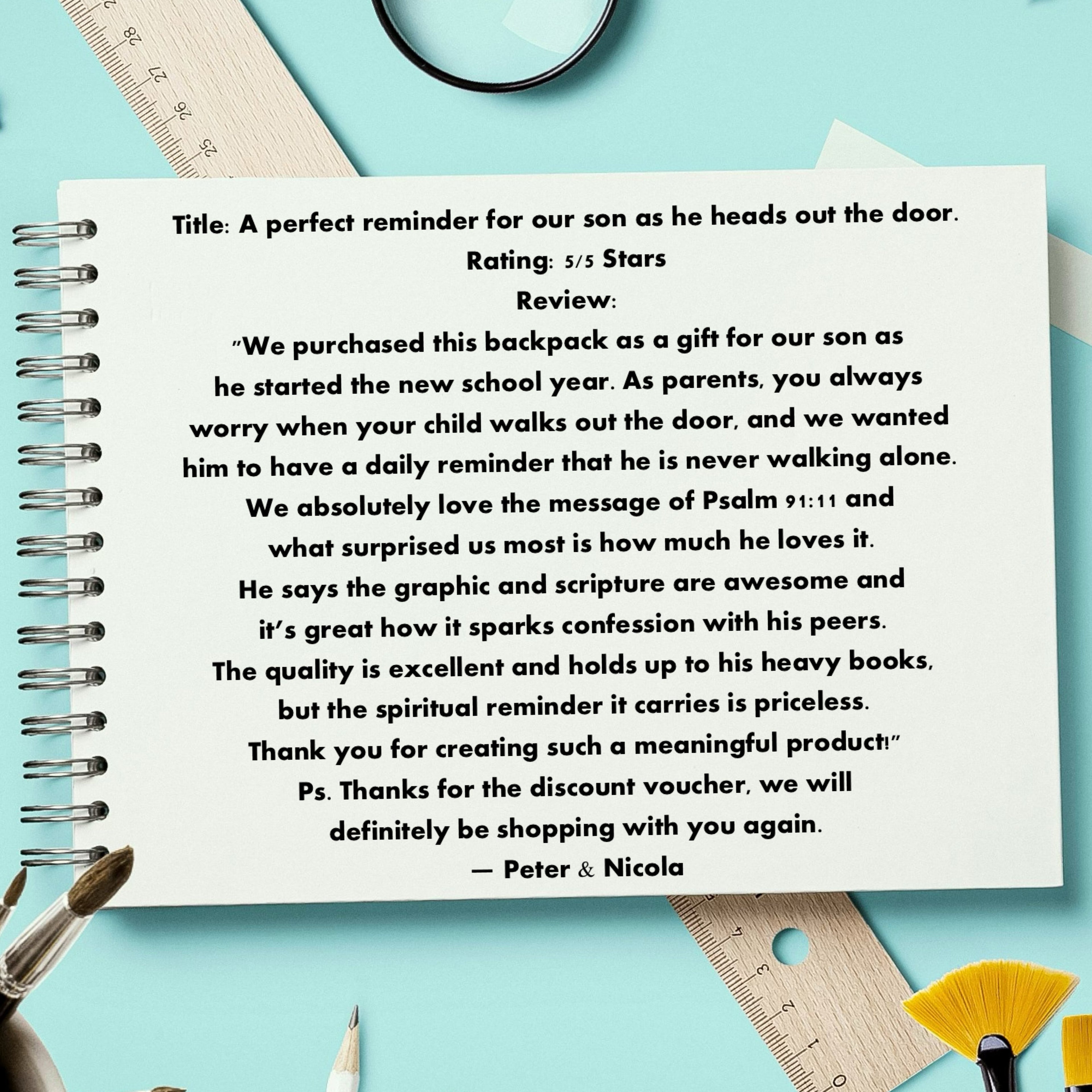 Customer Review for Psalms Angels Black Backpack Psalms 91:11