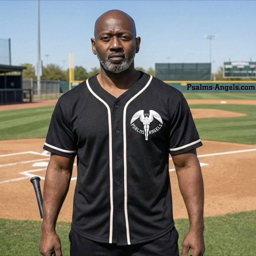 Psalms Angels Baseball Jersey - Black & Red Psalms Angels