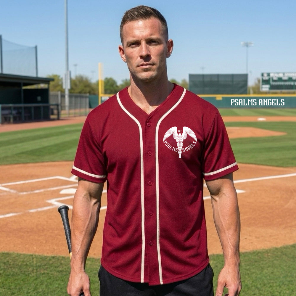 Psalms Angels Baseball Jersey - Black & Red Psalms Angels
