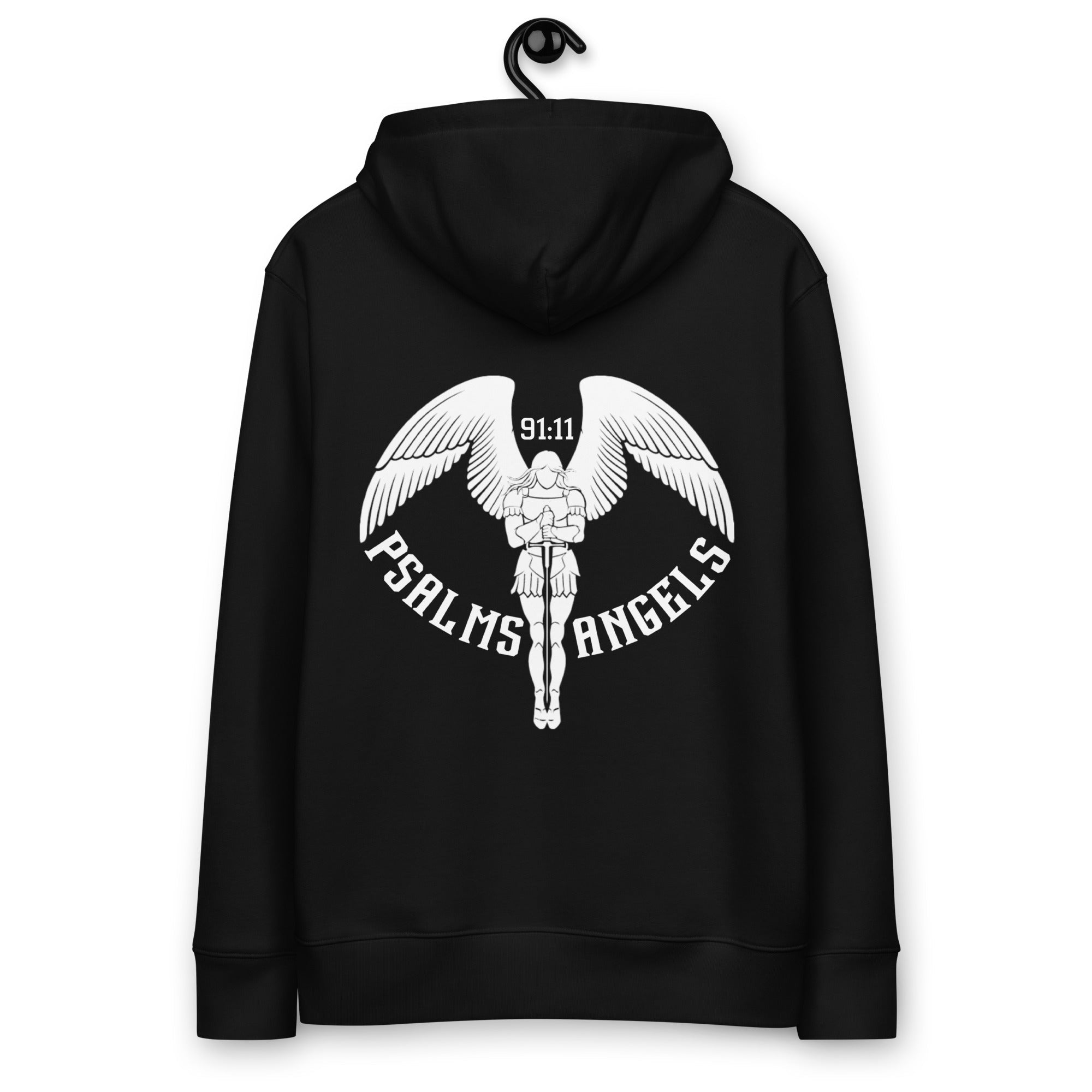 Unisex Premium Heavyweight 100% Organic Cotton Rear Printed Hoodie - Black Psalms 91.11