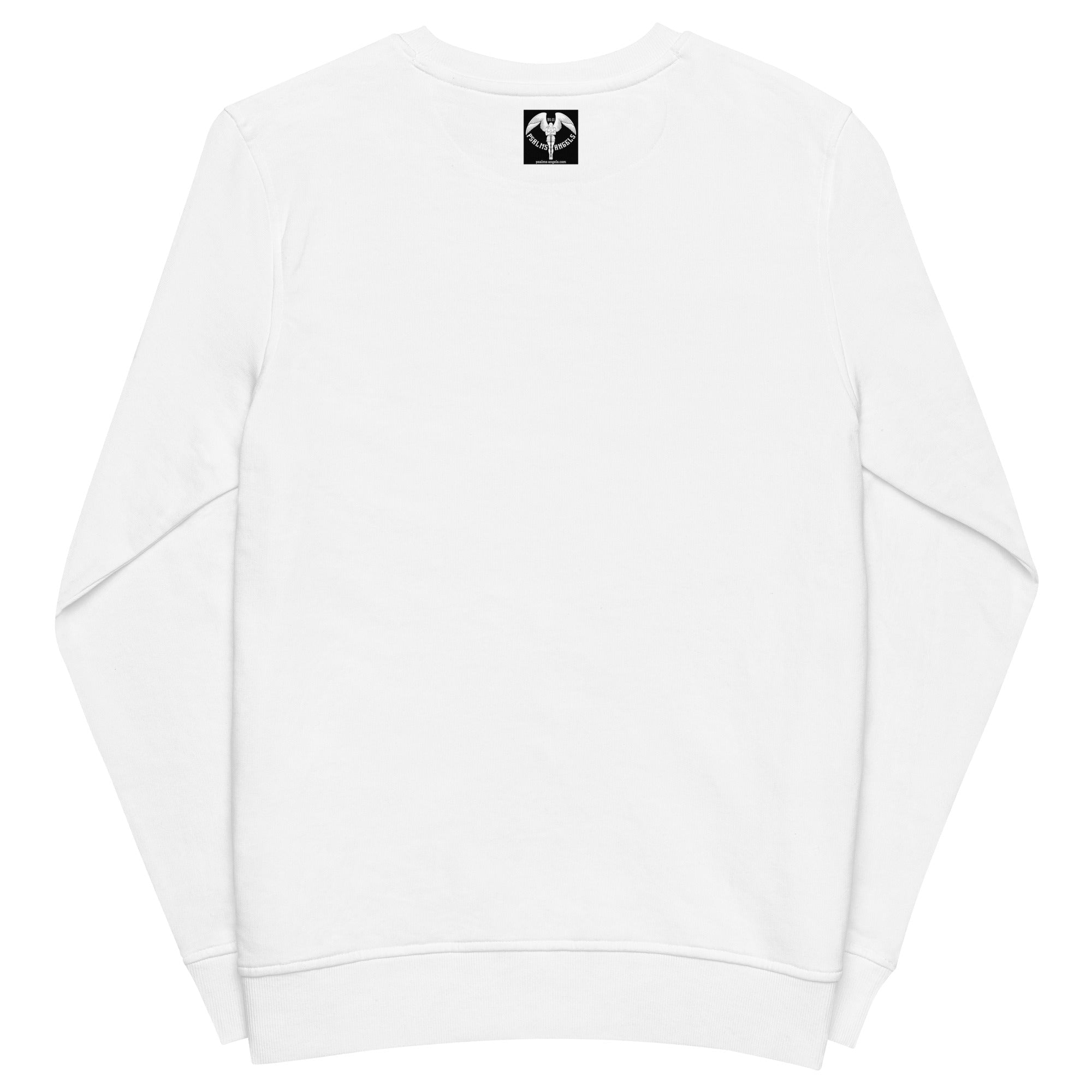 Psalms Angels Unisex Organic Cotton French Terry Knit Sweatshirt - White Psalms 91.11