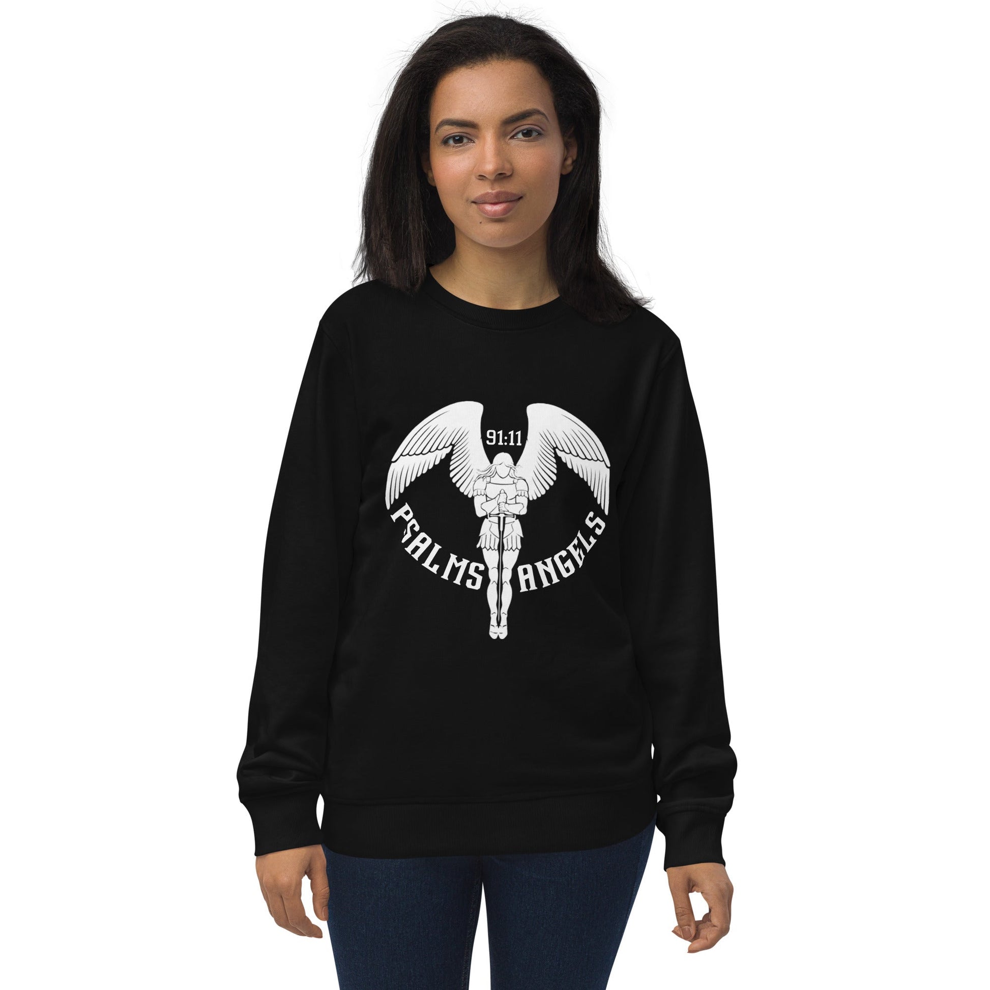 Psalms Angels Unisex Organic Cotton French Terry Knit Sweatshirt - Black