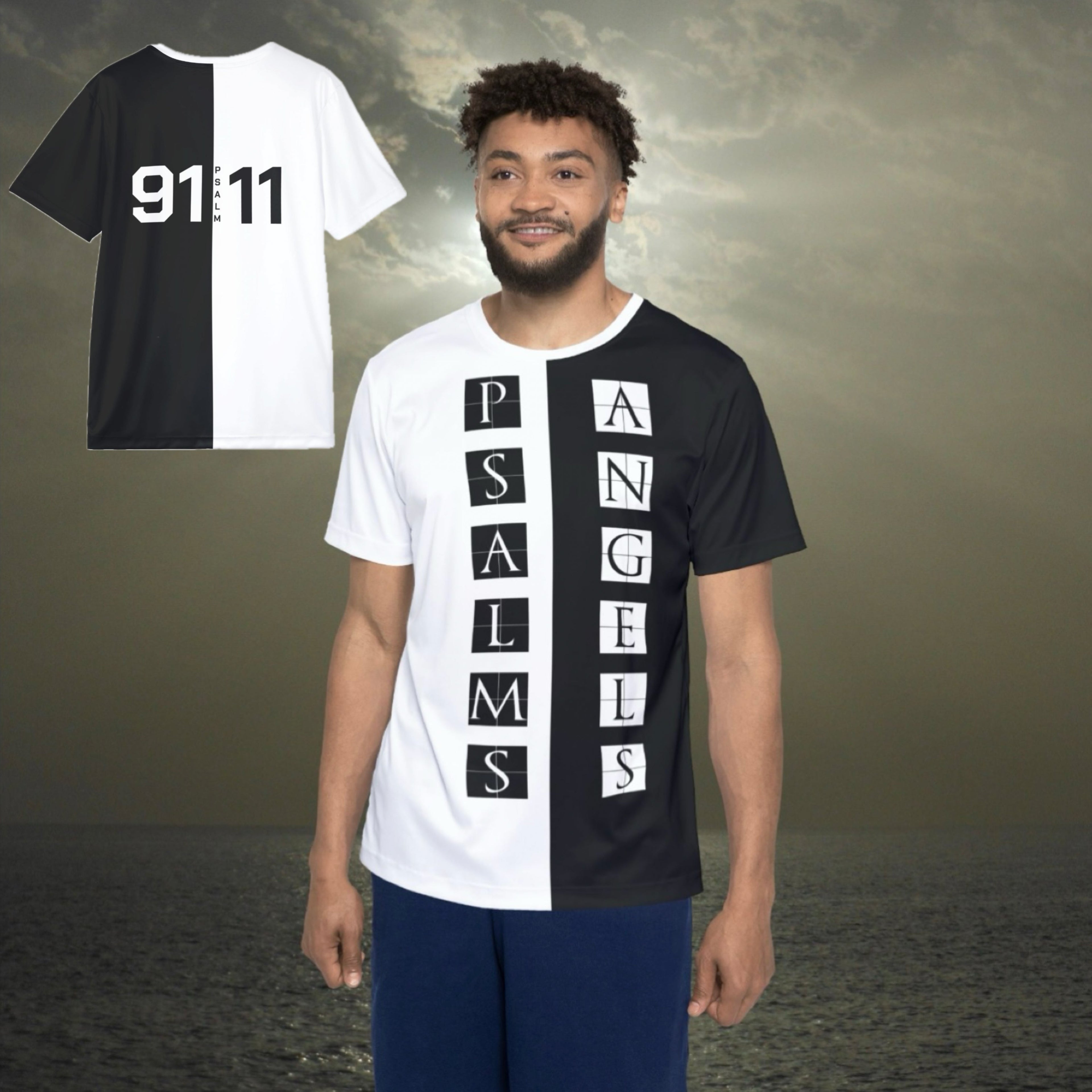 Psalms Angels Active Wear Lightweight Moisture Wicking Sports Jersey Black And White Tee Armour