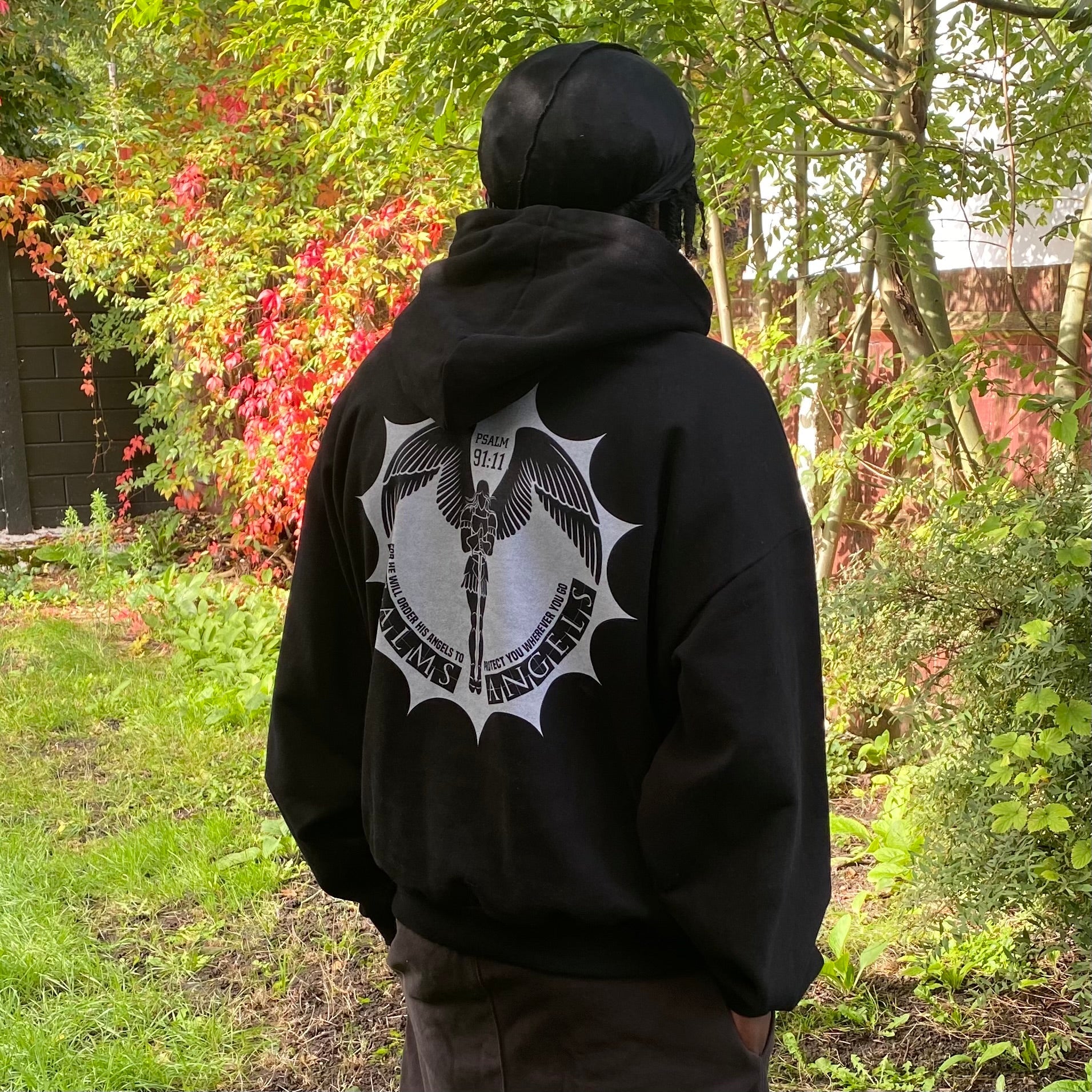 Psalms Angels "You Are A Star" Heavyweight Hidden Pocket Oversized 460GSM Halo Fleece Hoodie - Black & Charcoal ODMPOD