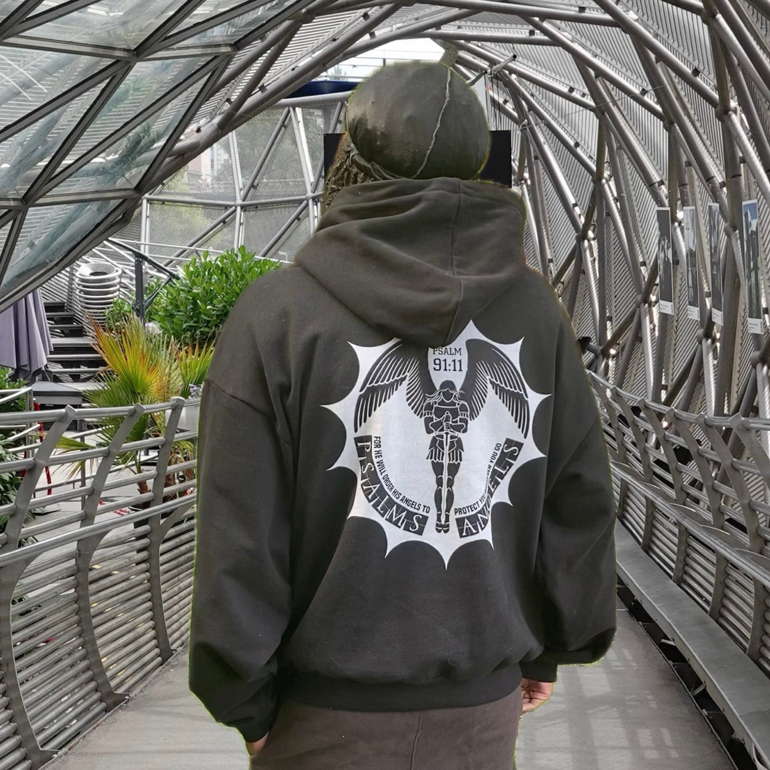 Psalms Angels "You Are A Star" Heavyweight Hidden Pocket Oversized 460GSM Halo Fleece Hoodie - Black & Charcoal ODMPOD