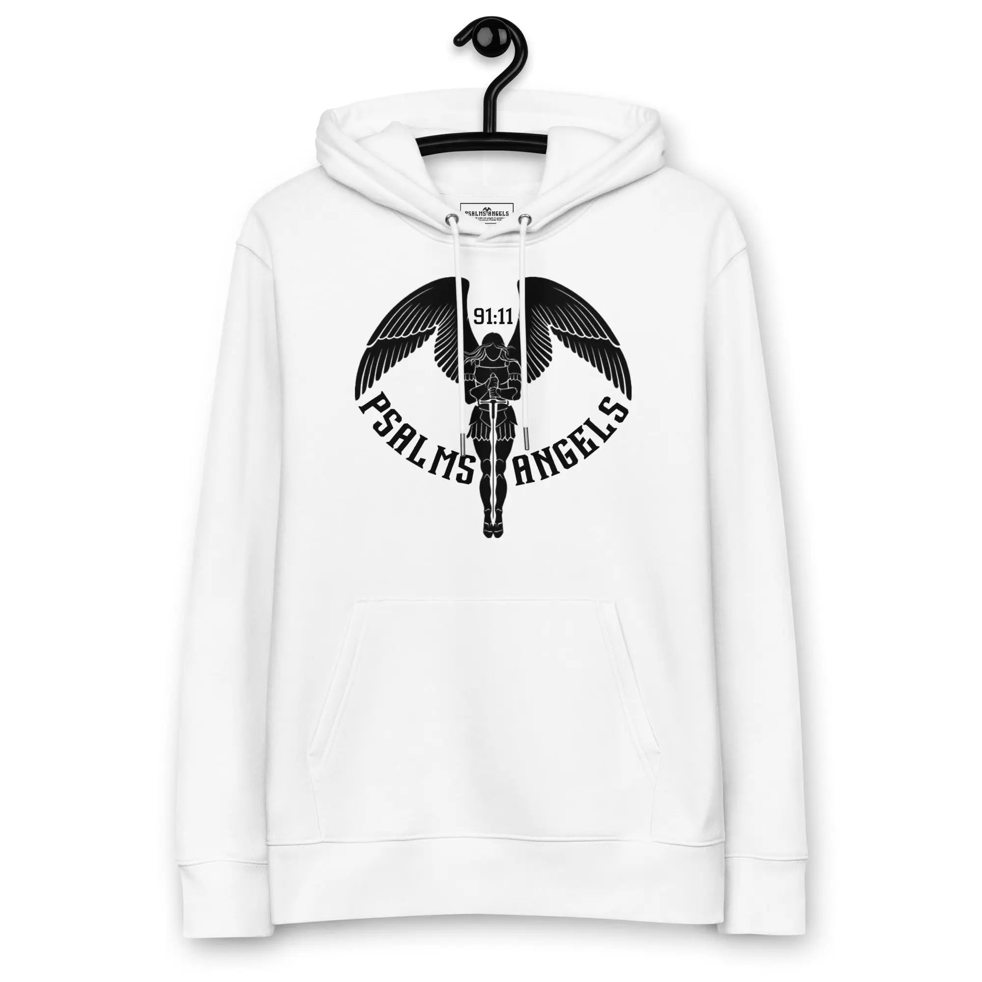 Psalms Angels Unisex Premium Heavyweight 100% Organic Cotton Hoodie - White Psalms 91.11