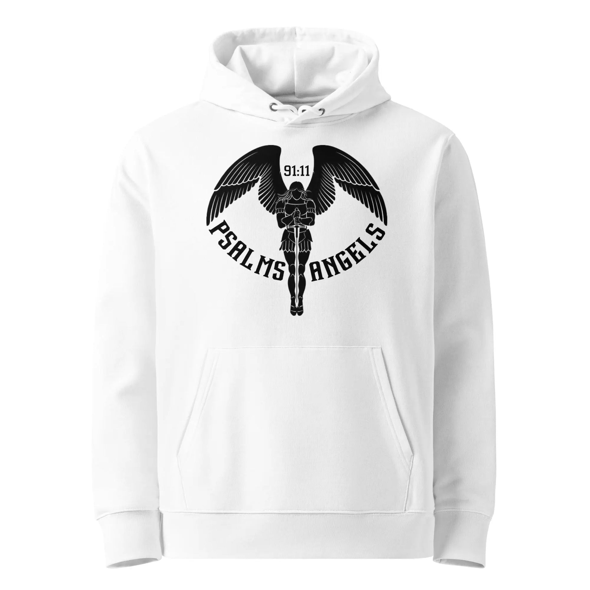Psalms Angels Unisex Premium Heavyweight 100% Organic Cotton Hoodie - White Psalms 91.11