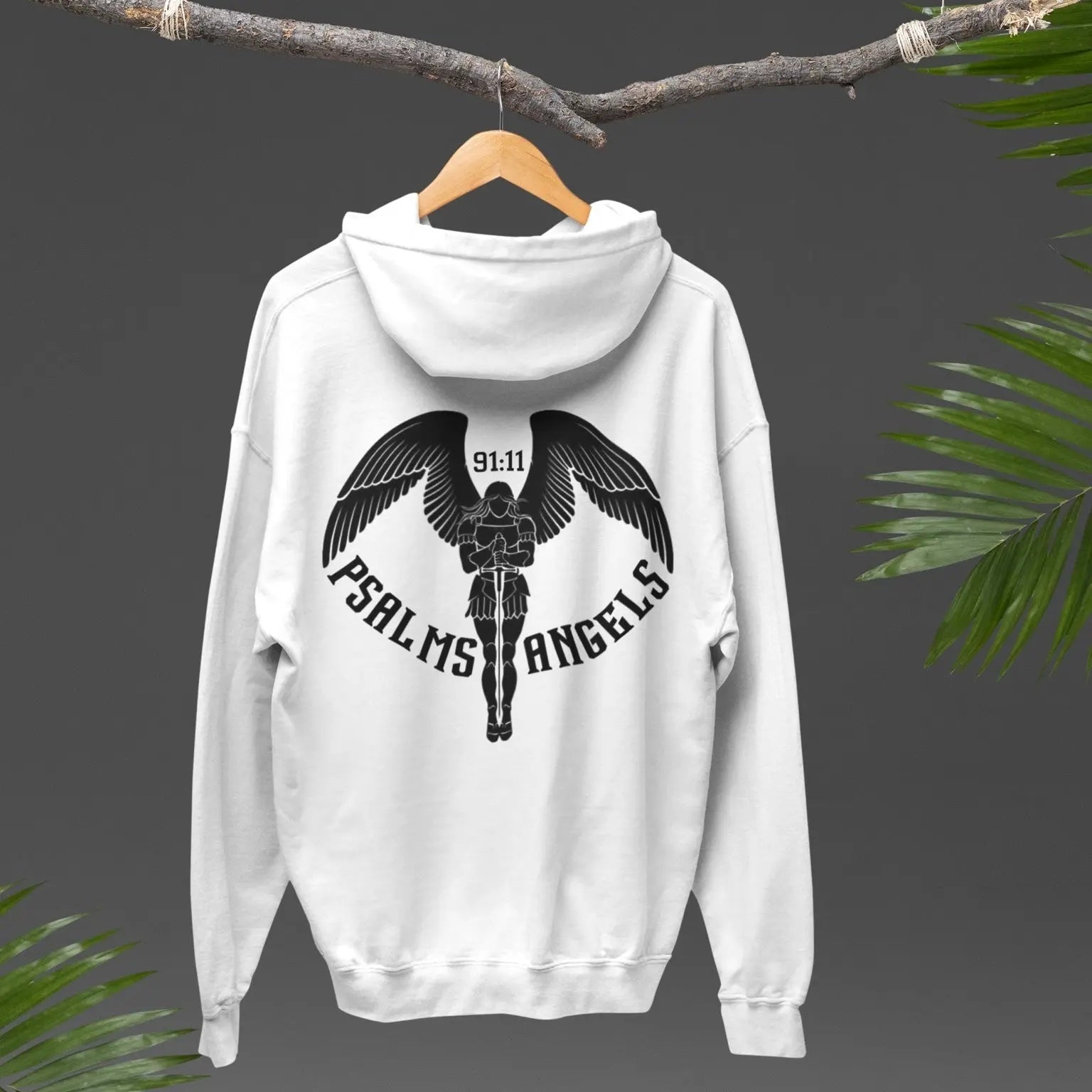 Unisex Premium Heavyweight 100% Organic Cotton Rear Printed Hoodie - White