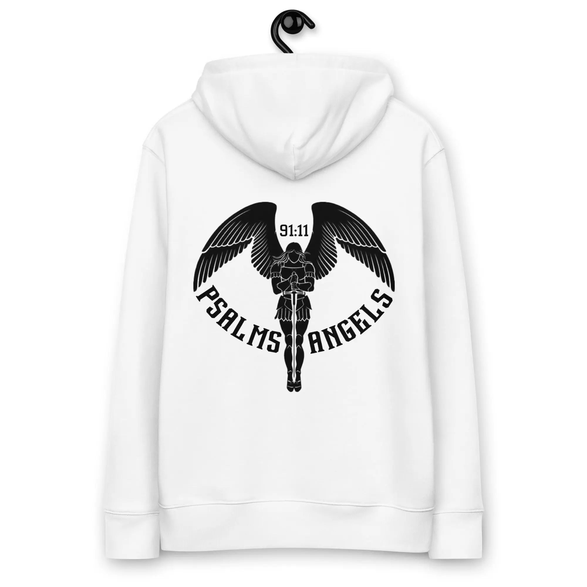 Unisex Premium Heavyweight 100% Organic Cotton Rear Printed Hoodie - White Psalms 91.11
