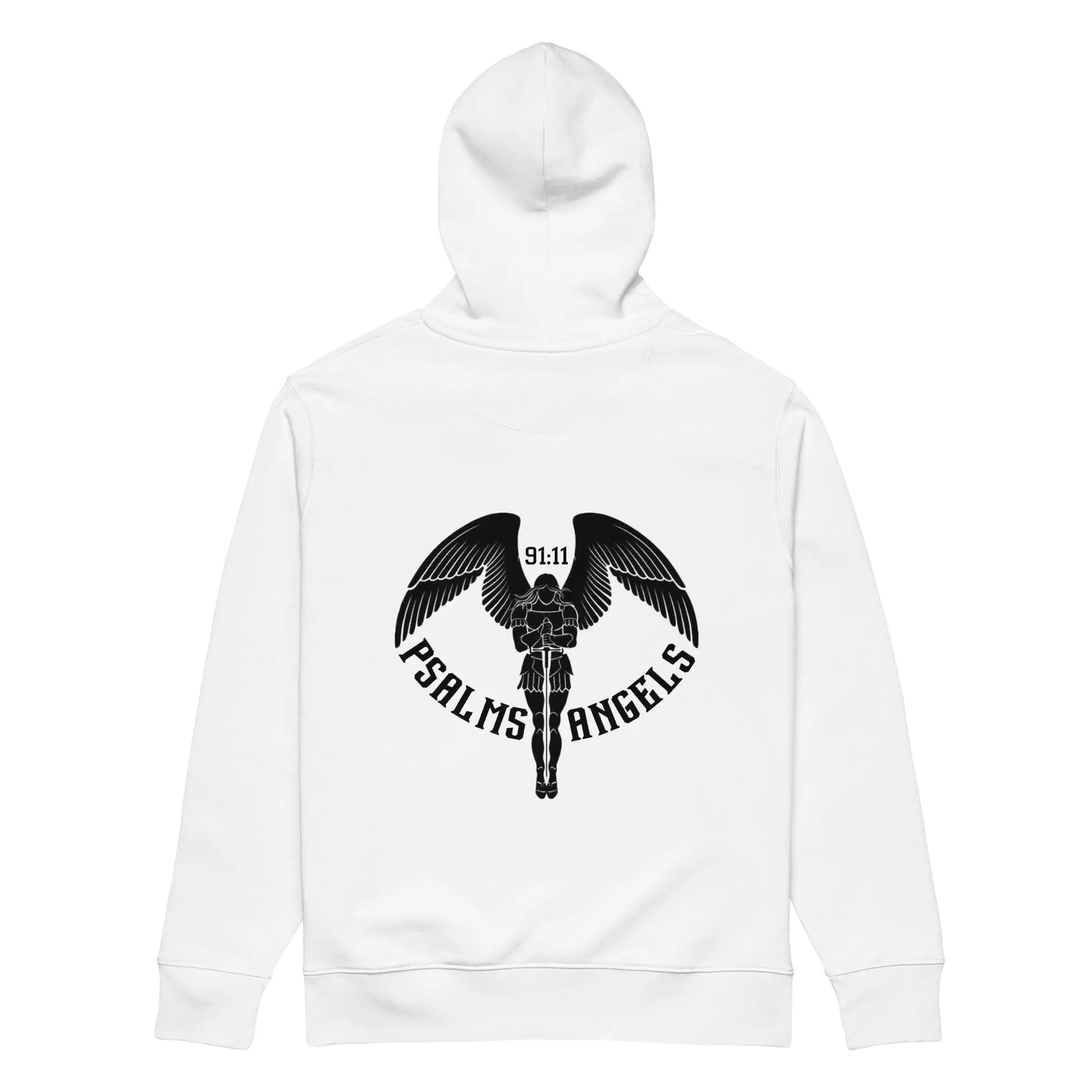 Unisex Premium Heavyweight 100% Organic Cotton Rear Printed Hoodie - White Psalms 91.11