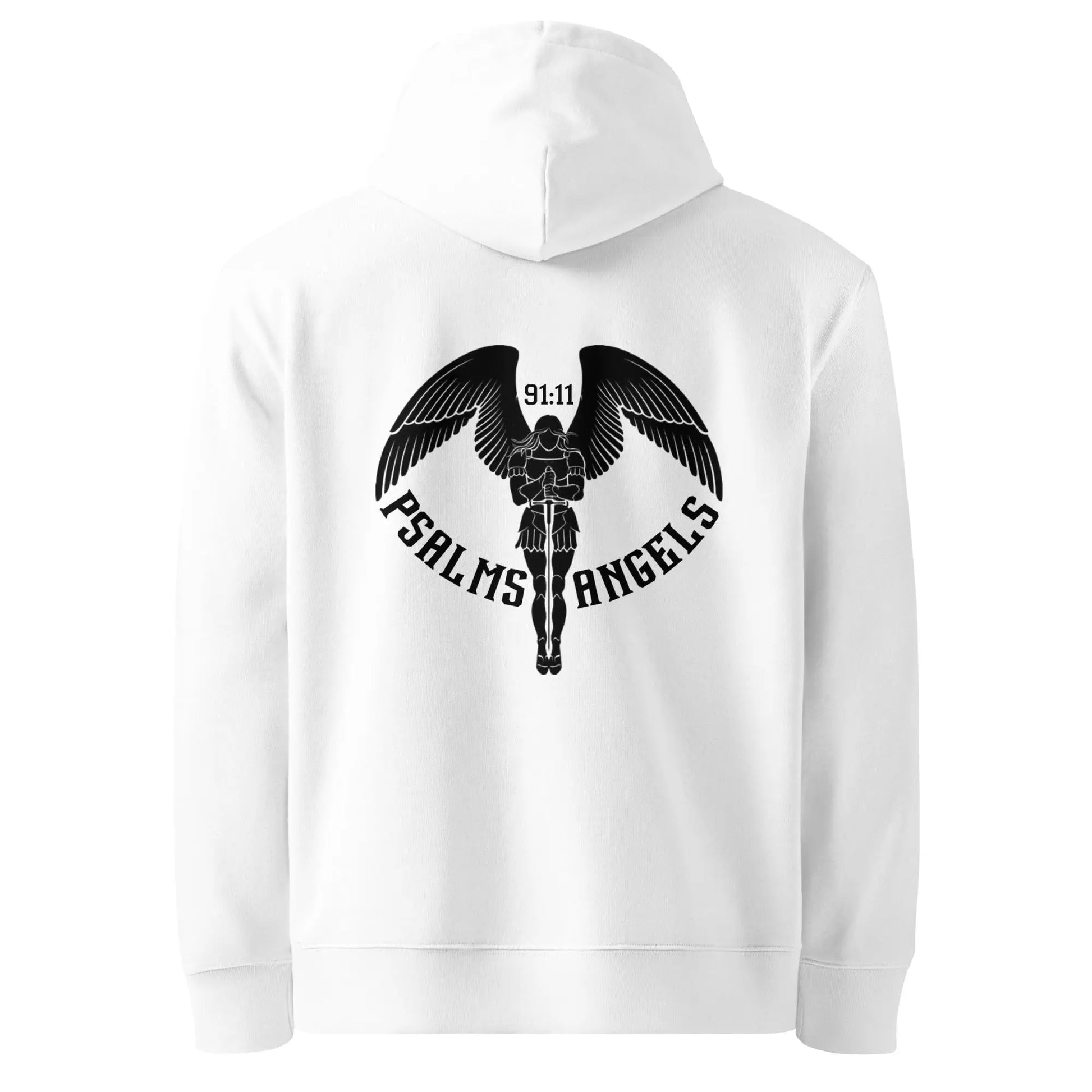 Unisex Premium Heavyweight 100% Organic Cotton Rear Printed Hoodie - White