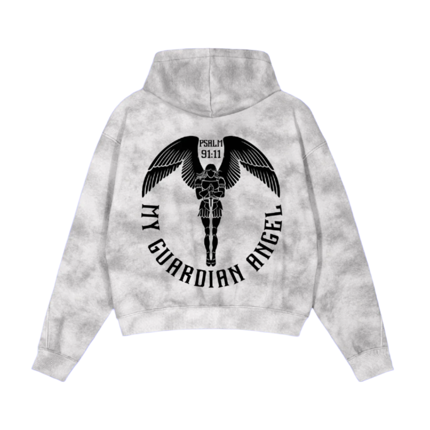 My Guardian Angel stone washed grey hoodie from Psalms Angels