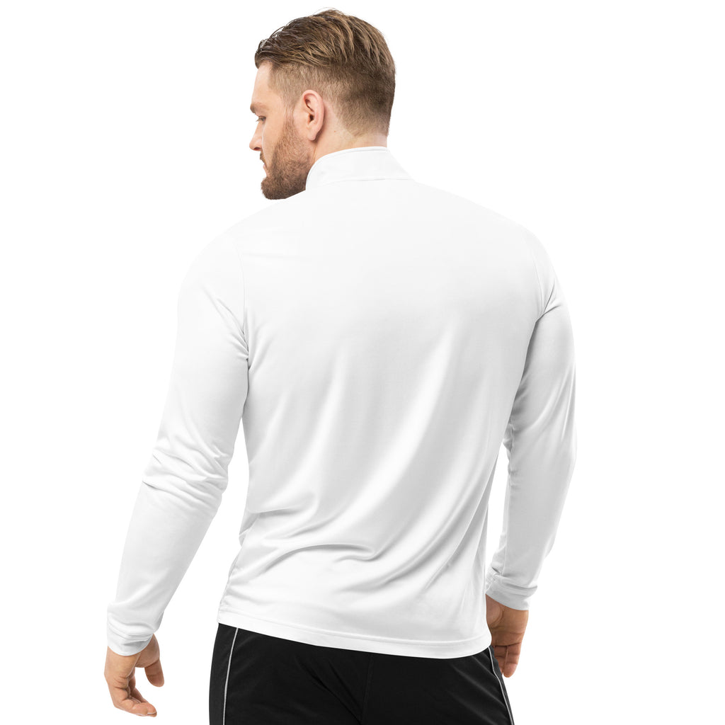 Co-branded Adidas Embroidered & Recycled Polyester Quarter Zip Pullover - White - Psalms-Angels.com