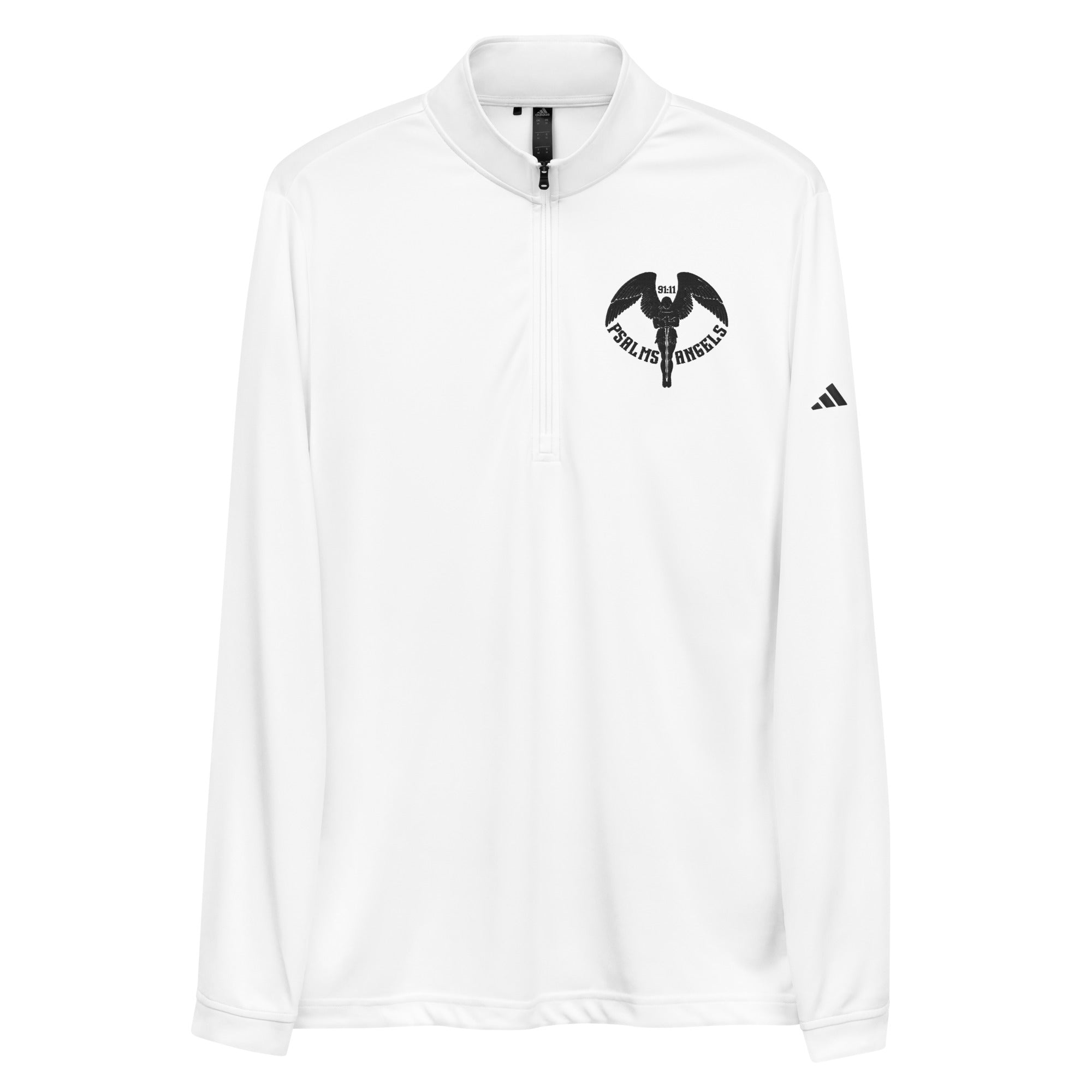Co-branded Adidas Embroidered & Recycled Polyester Quarter Zip Pullover - White - Psalms-Angels.com