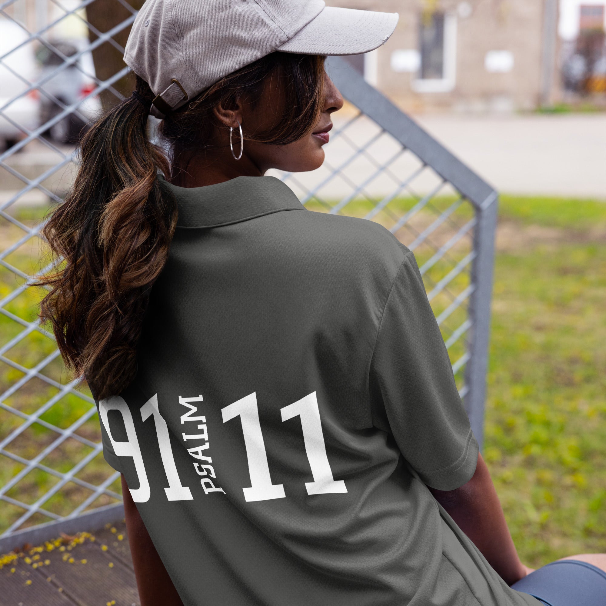 Co-branded Adidas Recycled Polyester Space-Dyed Polo Shirt - Black, Grey & Blue - Psalms-Angels.com