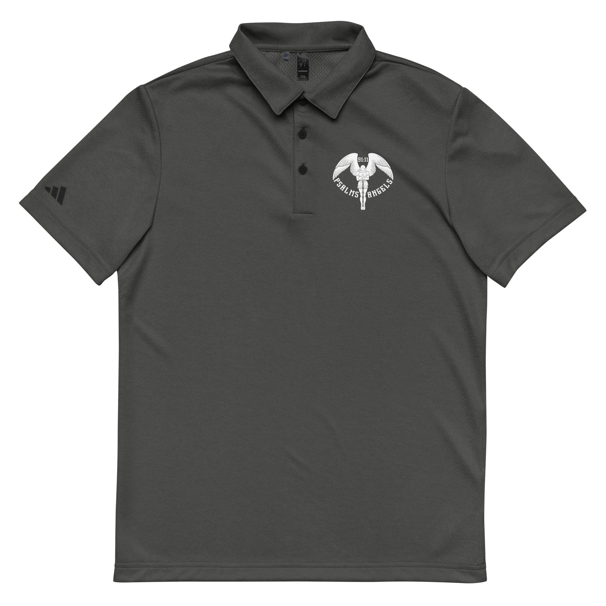 Co-branded Adidas Recycled Polyester Space-Dyed Polo Shirt - Black, Grey & Blue - Psalms-Angels.com