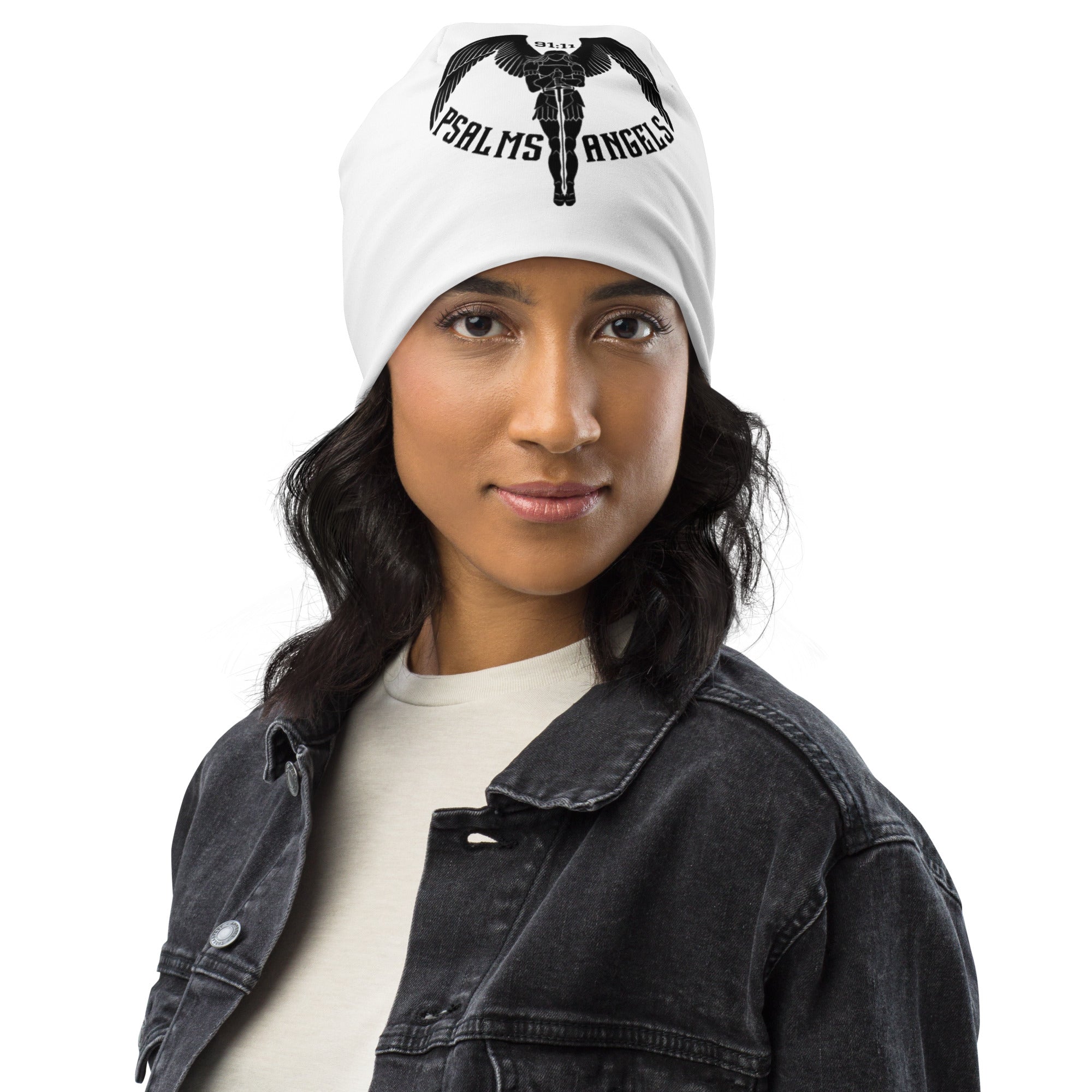 Psalms Angels Beanie Hat - White Psalms 91:11
