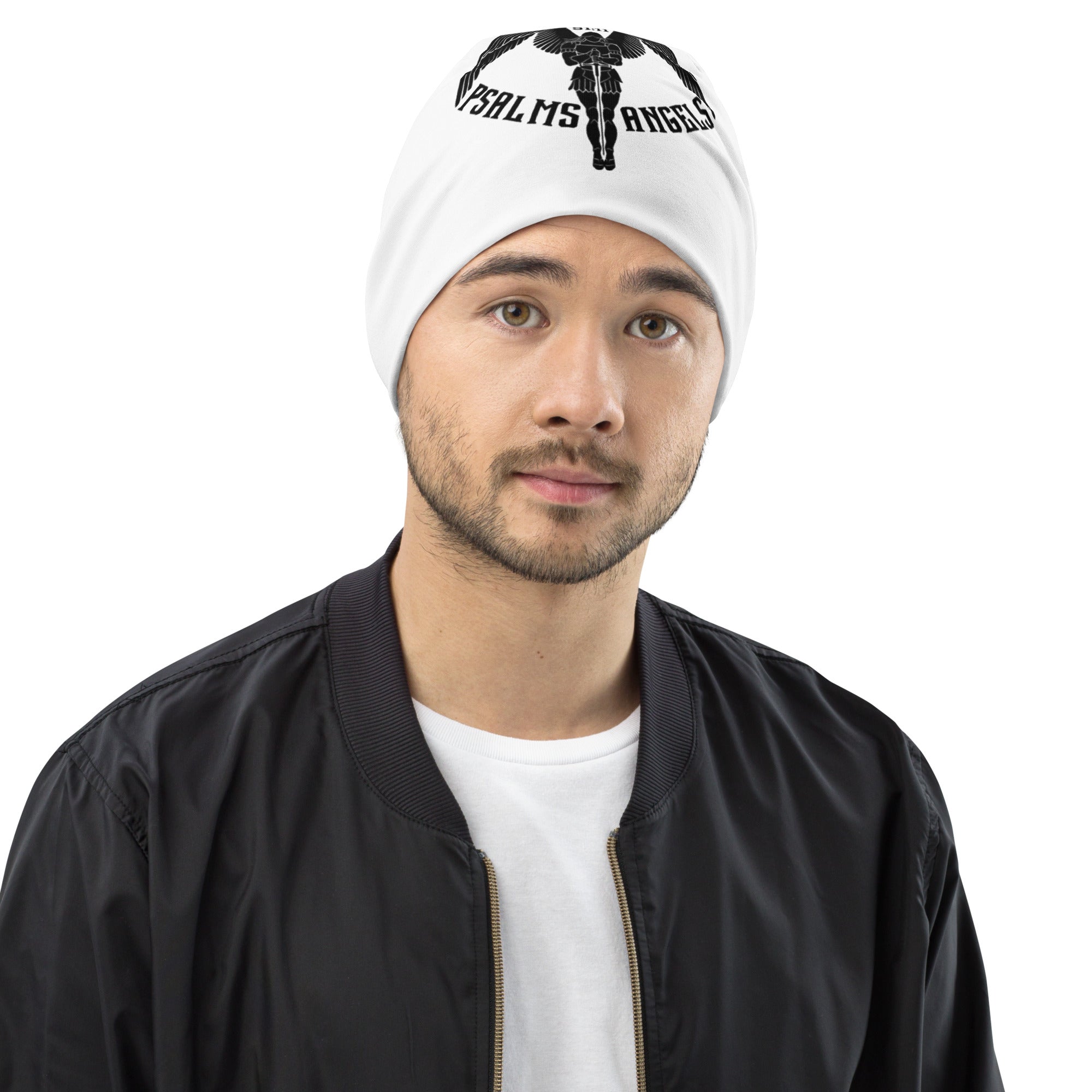 Psalms Angels Beanie Hat - White Psalms 91:11