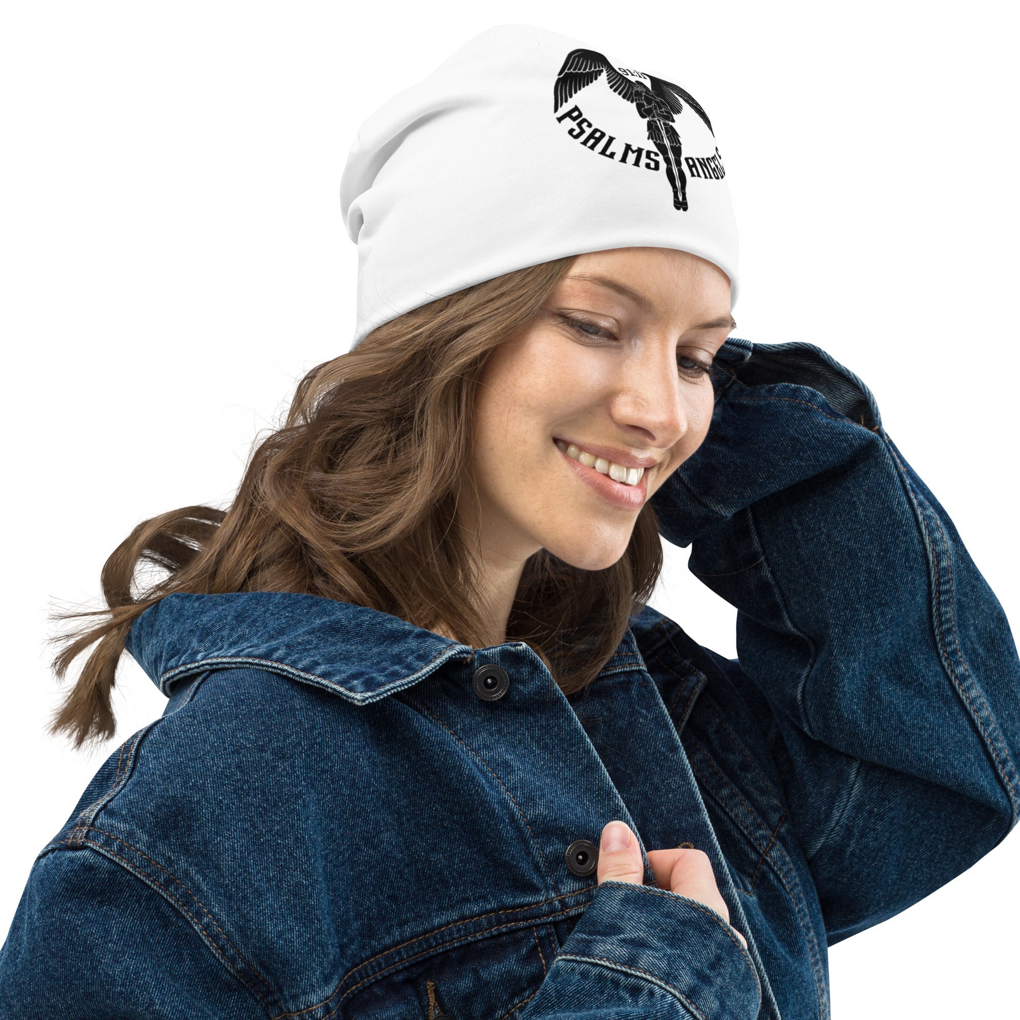 Psalms Angels Beanie Hat - White Psalms 91:11