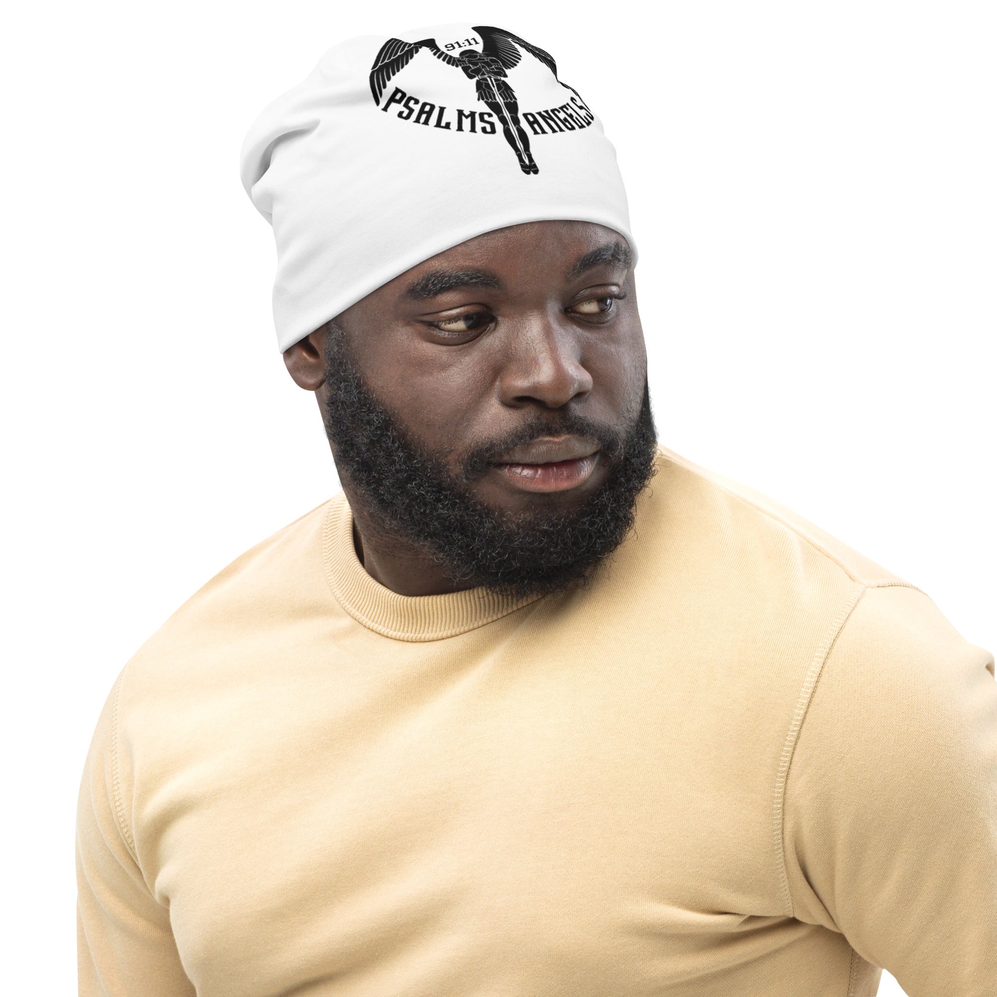 Psalms Angels Beanie Hat - White Psalms 91:11