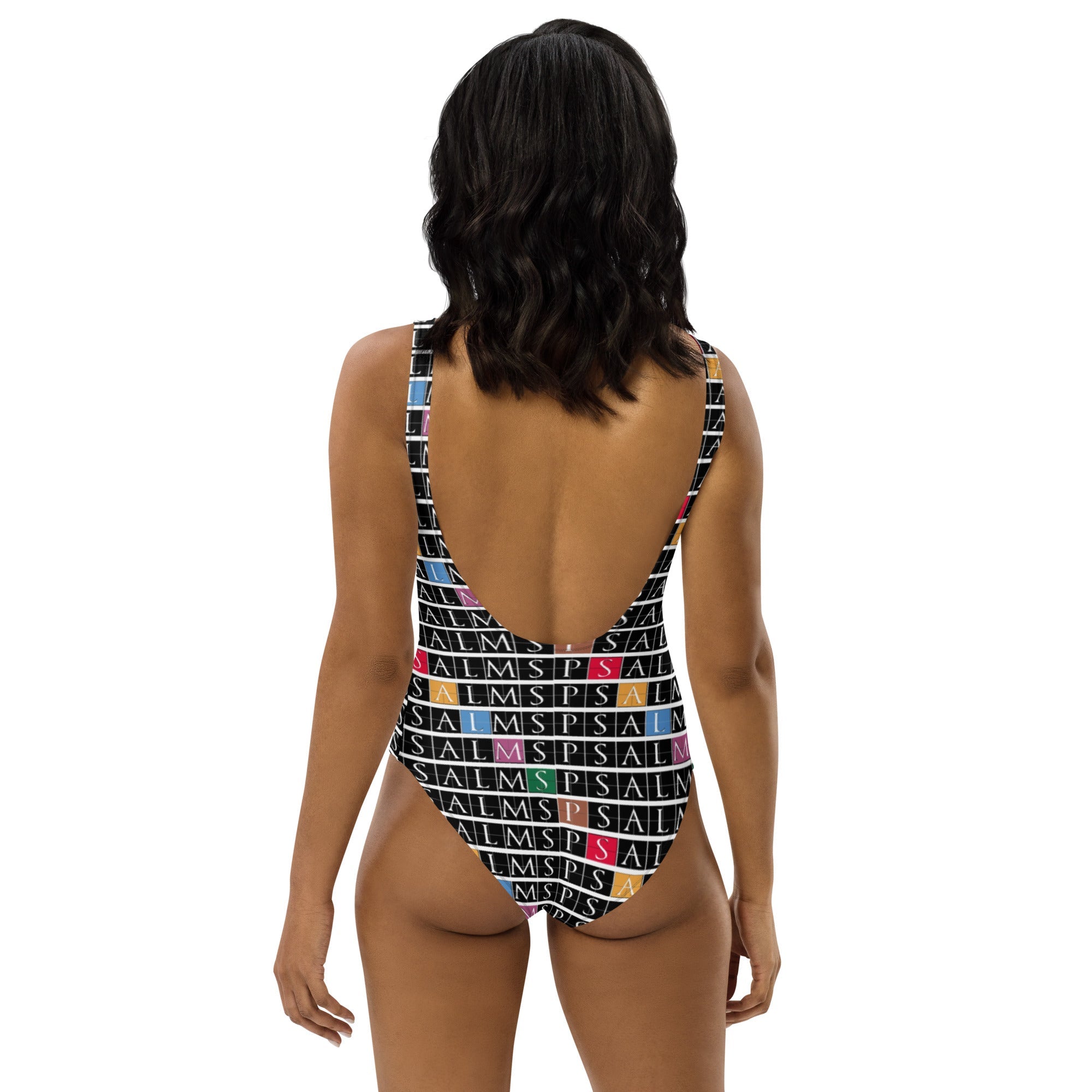 Psalm Print One-Piece Swimsuit Psalms-Angels.com