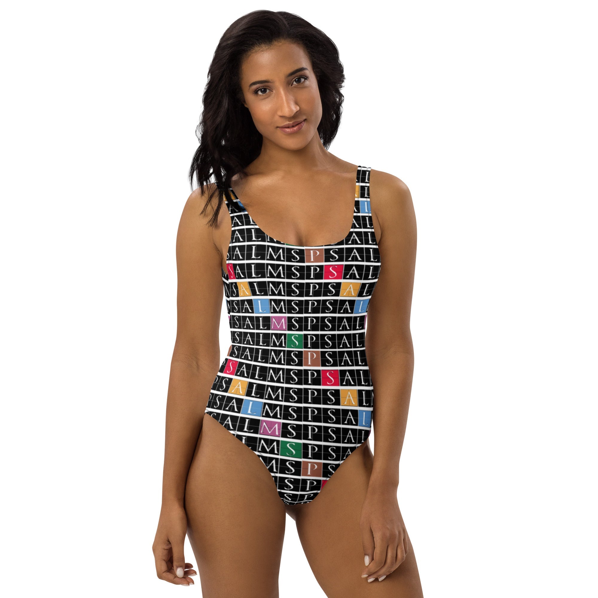 Psalm Print One-Piece Swimsuit Psalms-Angels.com
