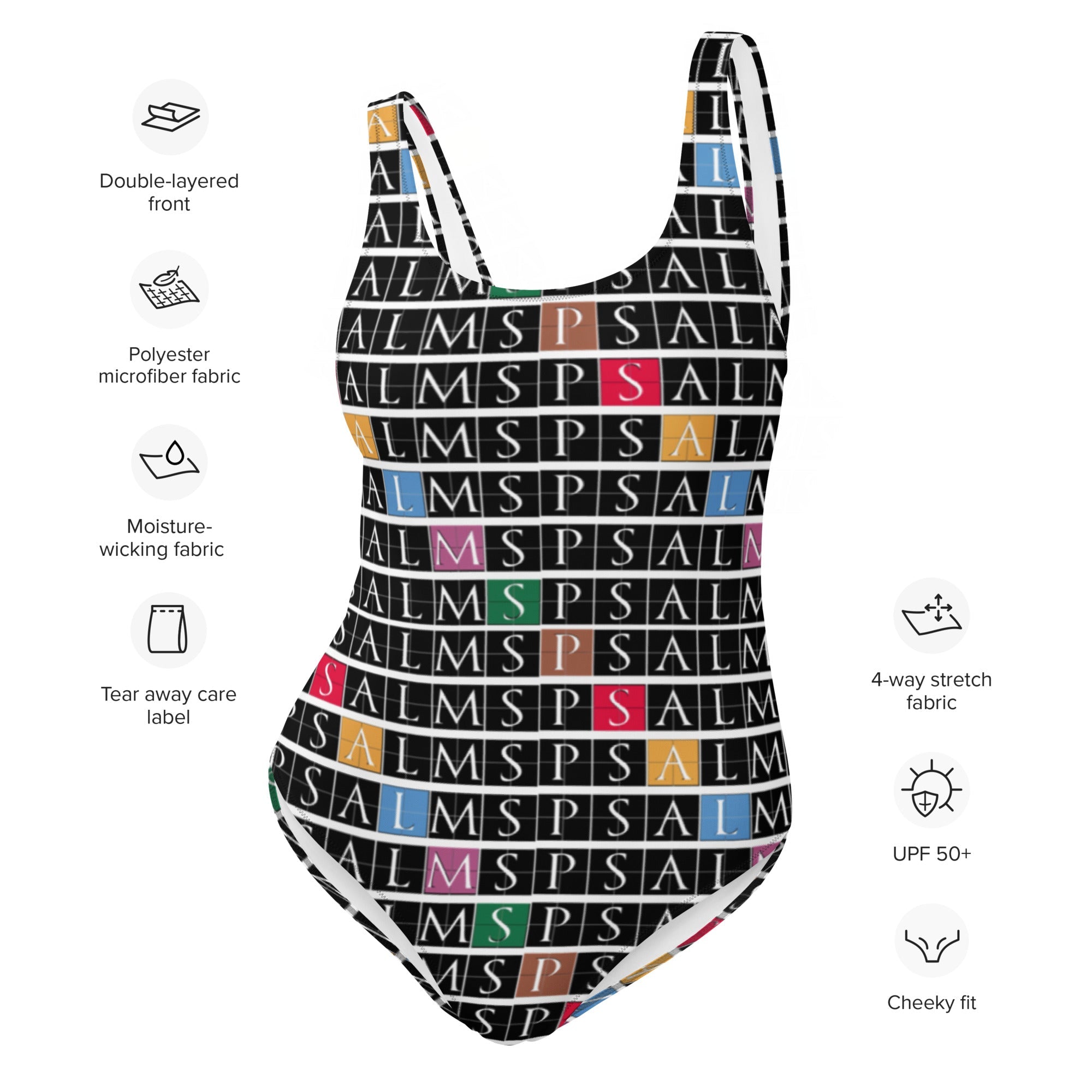 Psalm Print One-Piece Swimsuit Psalms-Angels.com