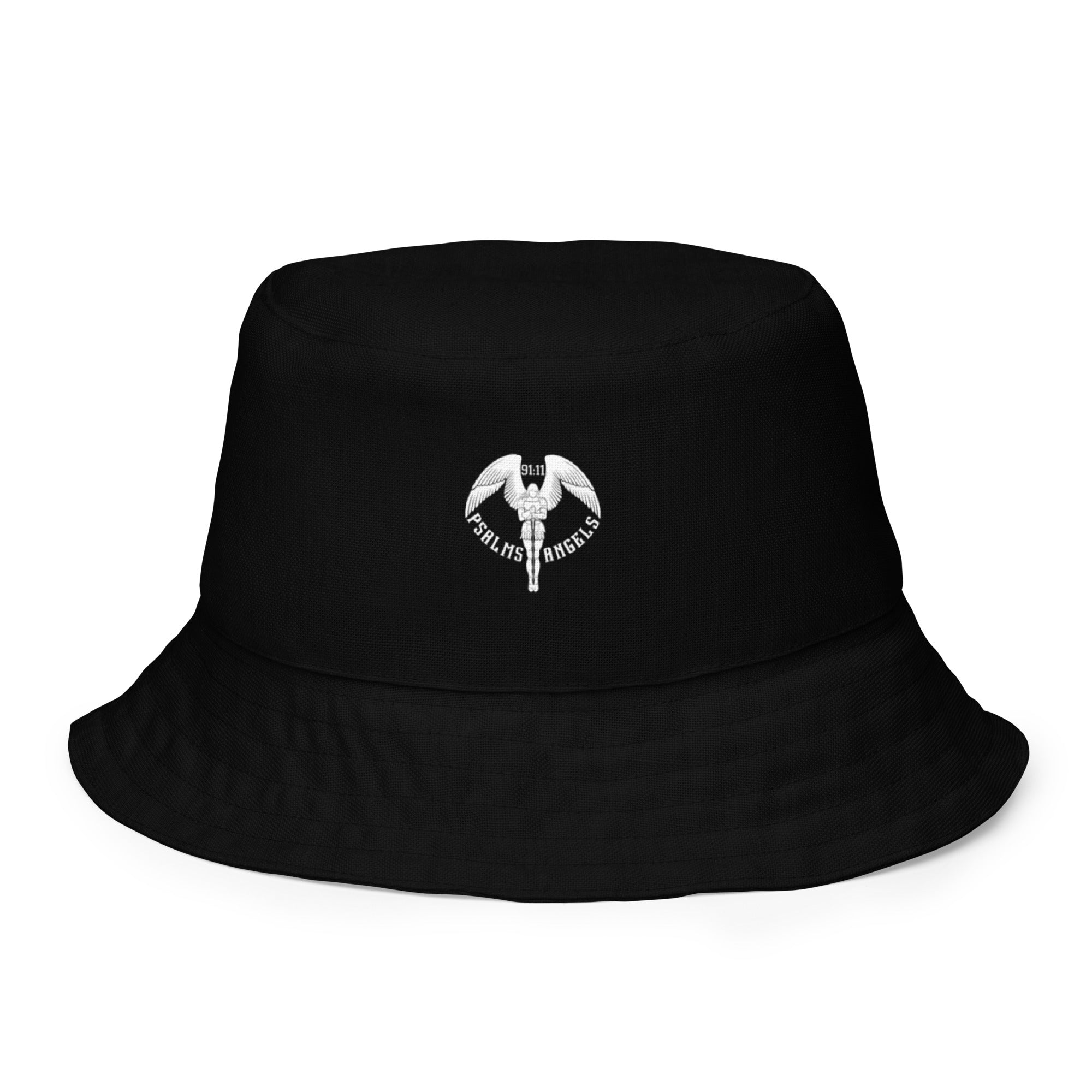 Psalms Angels Reversible Bucket Hat - Black & White Psalms 91.11