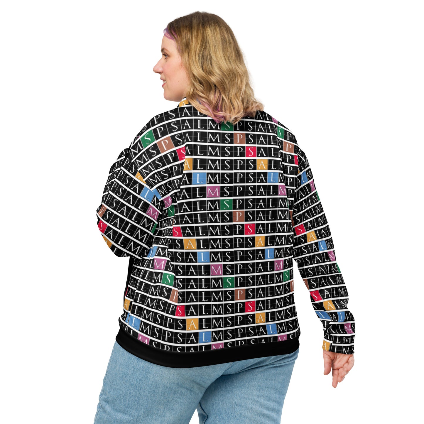 All Over Psalms Print Unisex Bomber Jacket