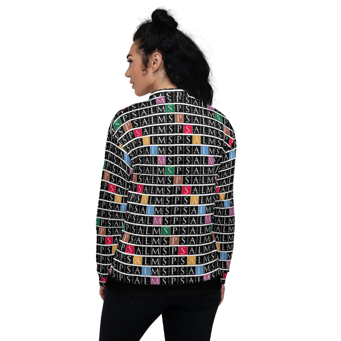 All Over Psalms Print Unisex Bomber Jacket