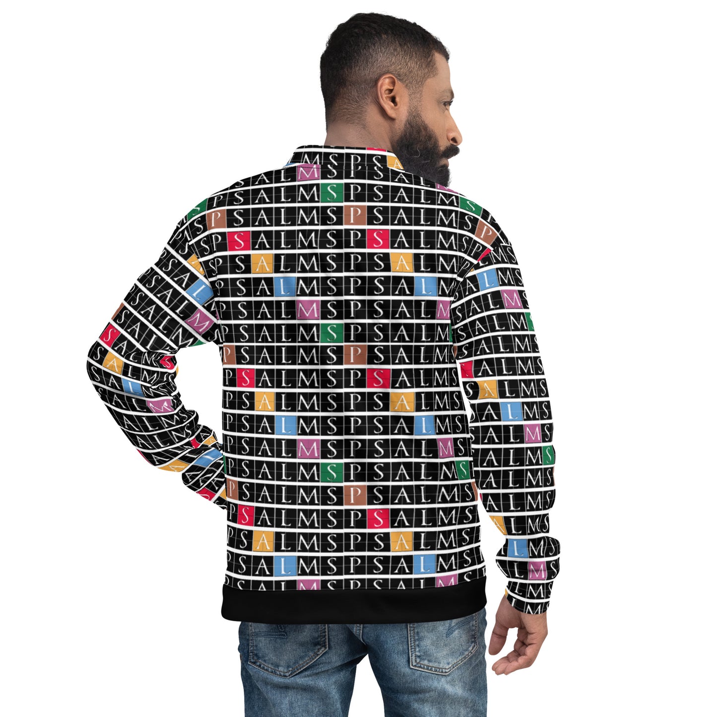 All Over Psalms Print Unisex Bomber Jacket