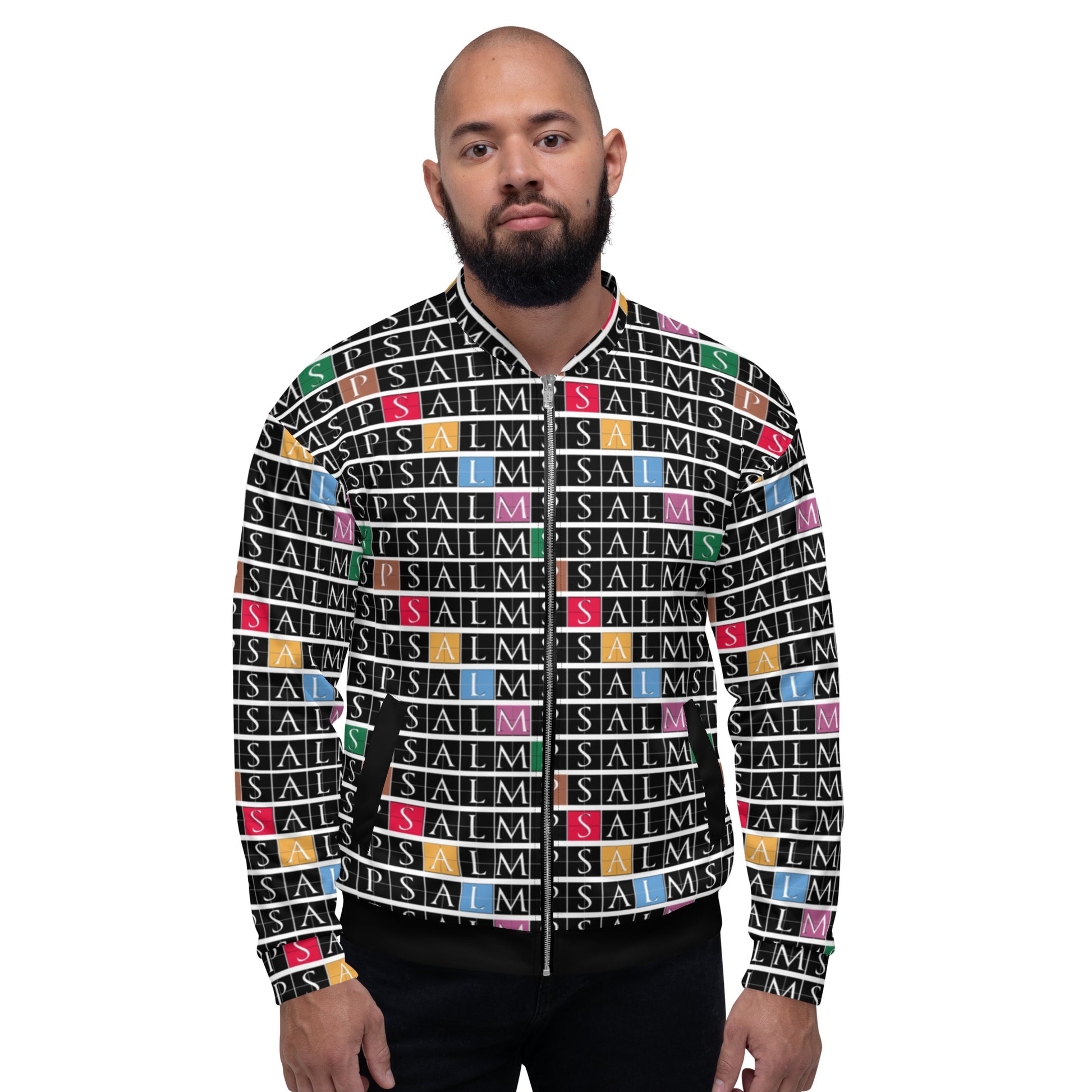 Psalms all over print zipped bomber jacket by Psalms-Angels.com
