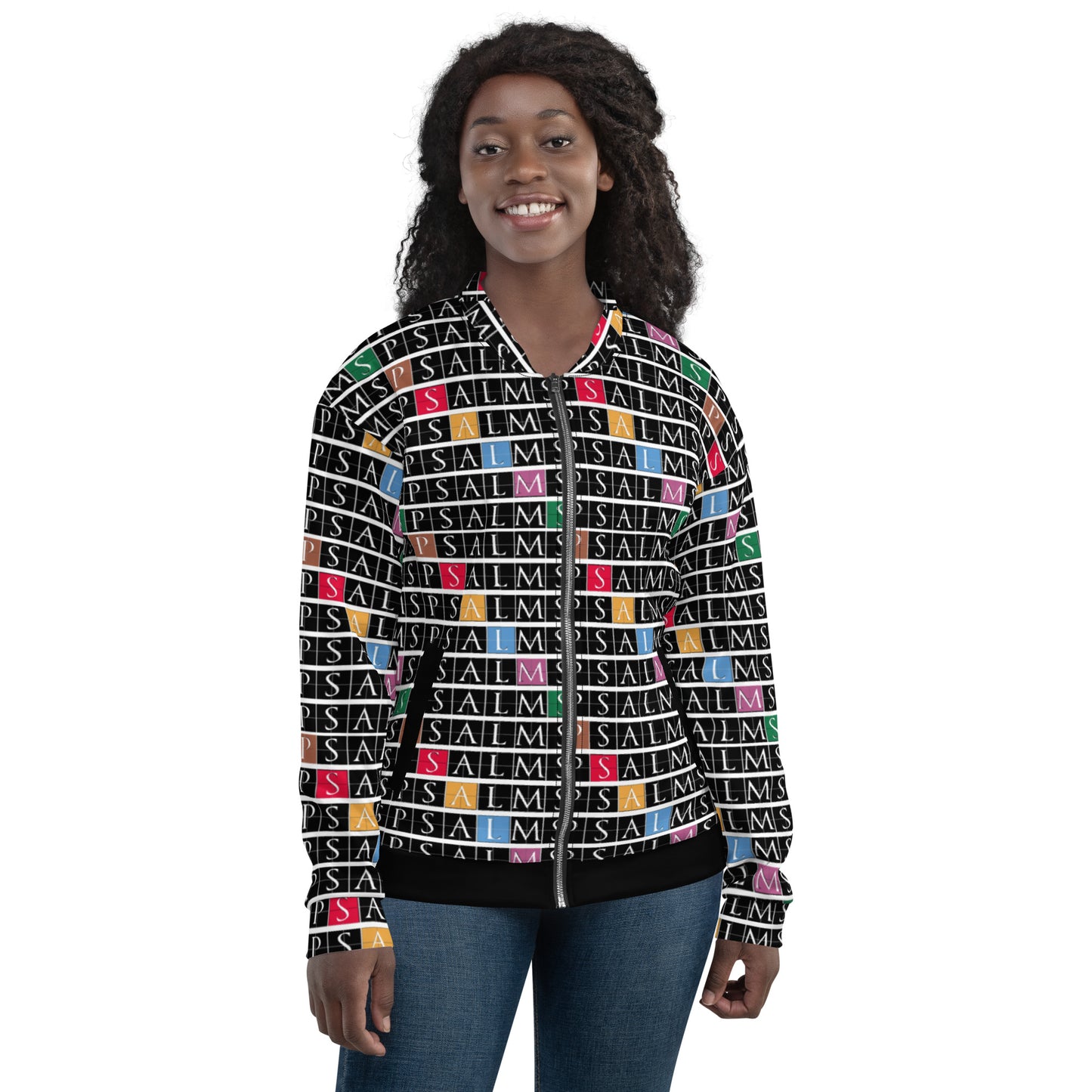 All Over Psalms Print Unisex Bomber Jacket