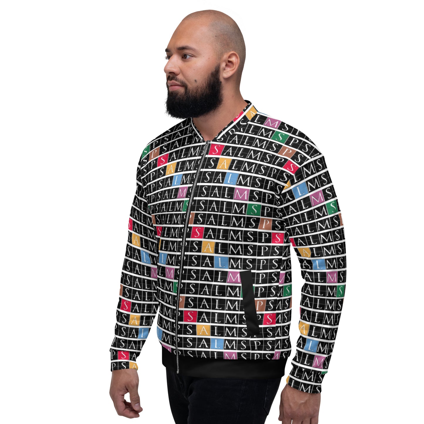 All Over Psalms Print Unisex Bomber Jacket