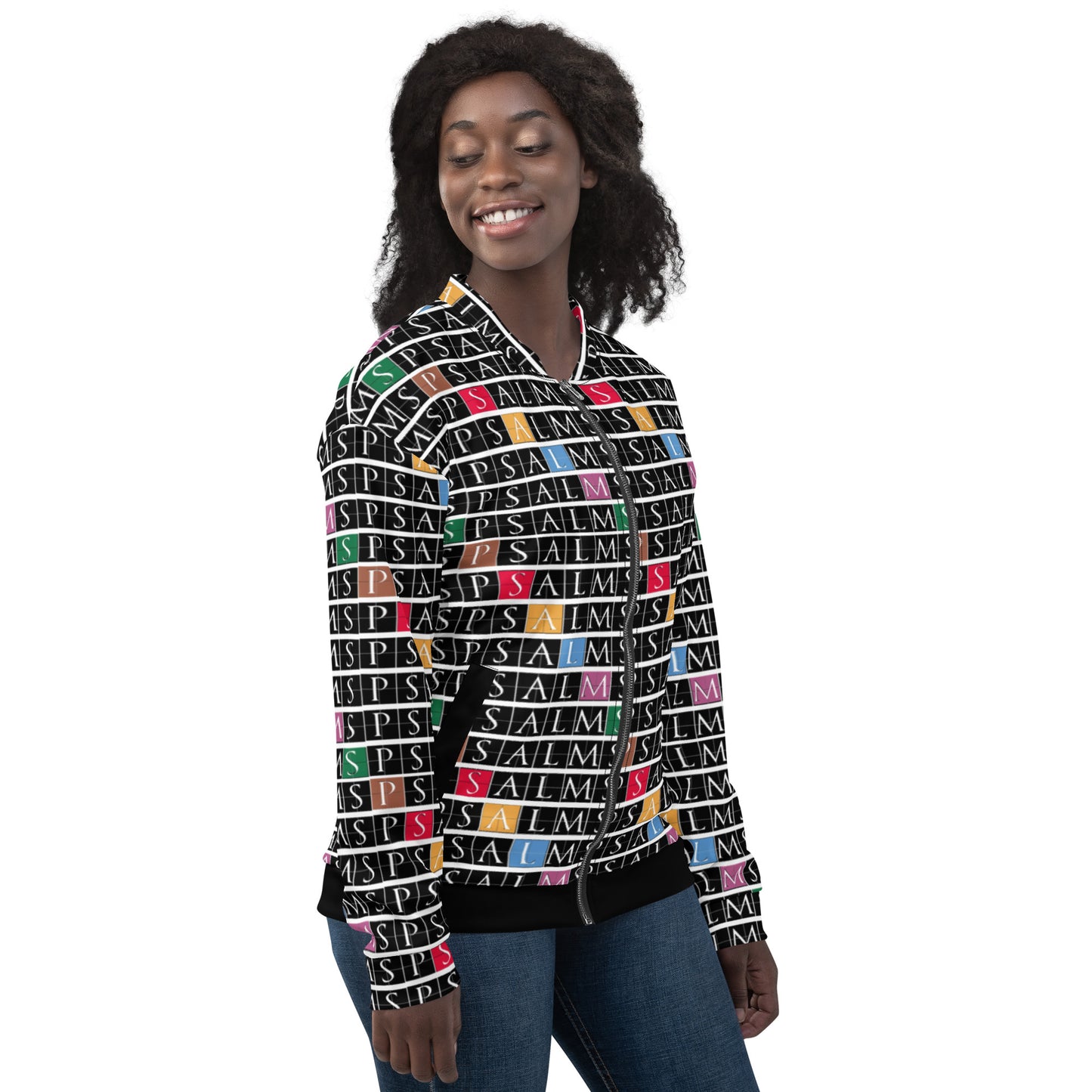 All Over Psalms Print Unisex Bomber Jacket