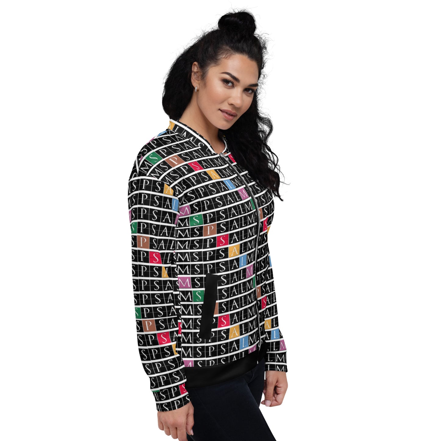 All Over Psalms Print Unisex Bomber Jacket